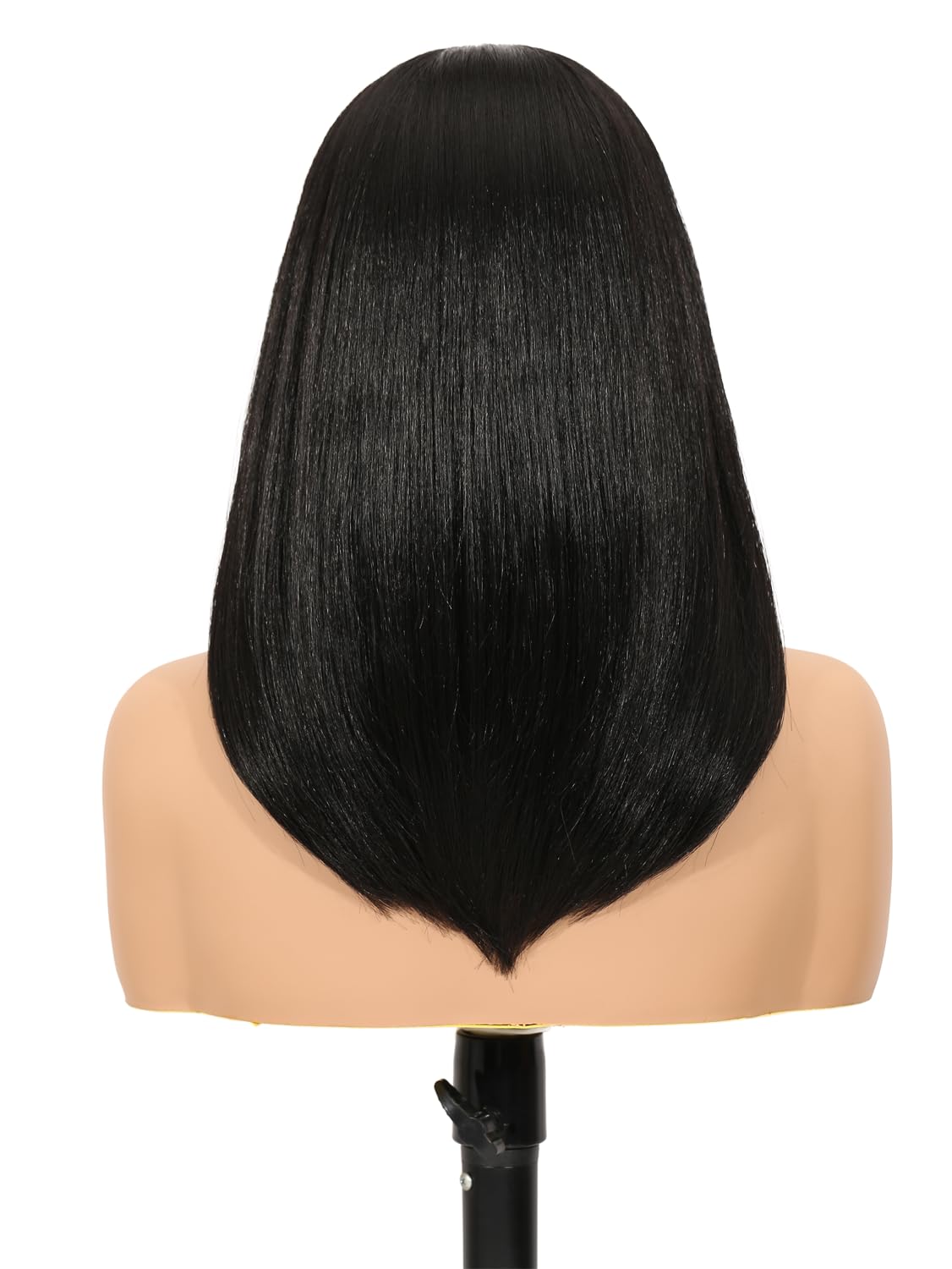 WIGNEE Perruque Bob Courte Noire U-Part Lisse Bob Dégradé 14 Pouces (Noir) | Perruque U Part, Demi-Perruque Synthétique à Clips, Yaki Perruque, Glueless, Aspect Naturel Pour Un Usage Quotidien