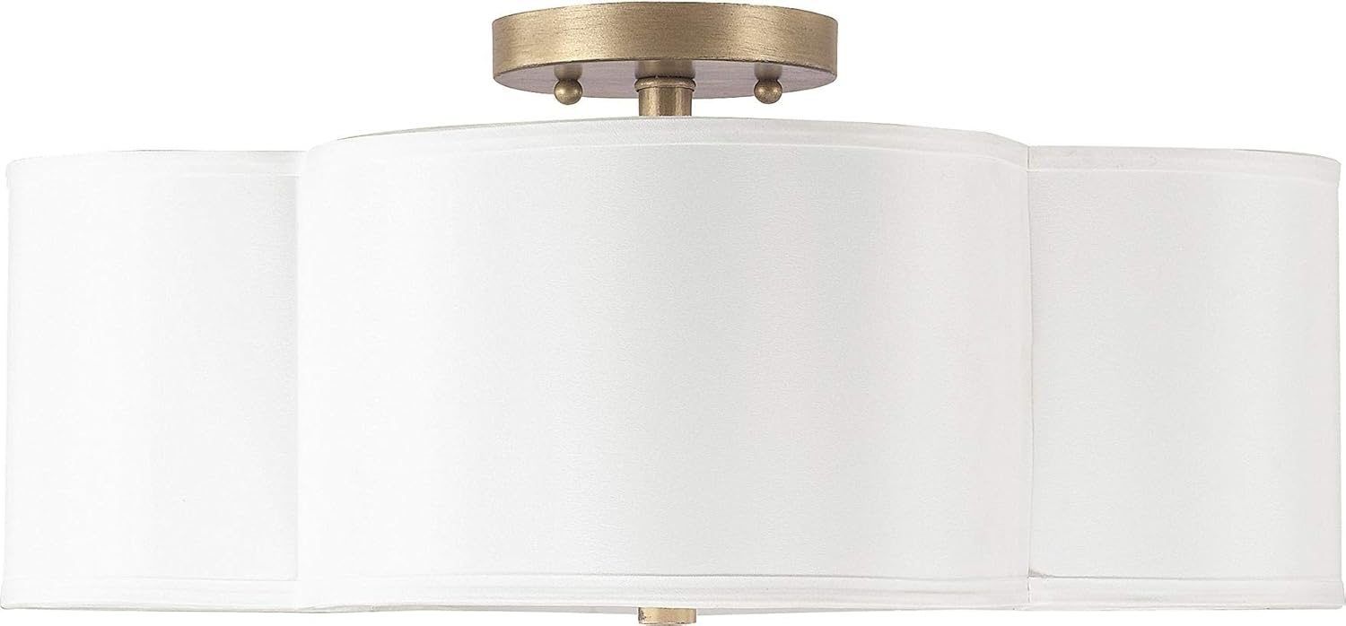 Capital Lighting 4453BG-561 Quinn Decorative Fabric Shade Semi Flush Ceiling Light Fixture, 4-Light 240 Total Watts, 8" H x 18" W, Brushed Gold