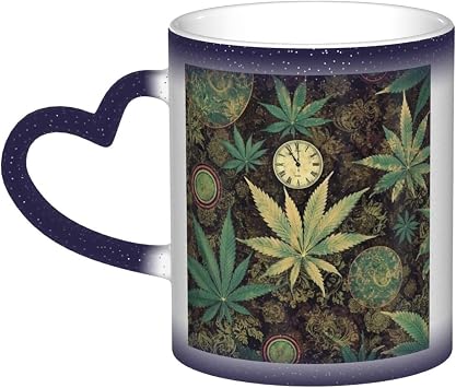 11oz Color Changing Coffee Mug with Handle Ceramic Coffee Cups Heat Sensitive Cup Funny Magic Mugs A Puff in Time Weed Tea Cup Colour Changing Mug Porcelain Mugs for Xmas Gifts