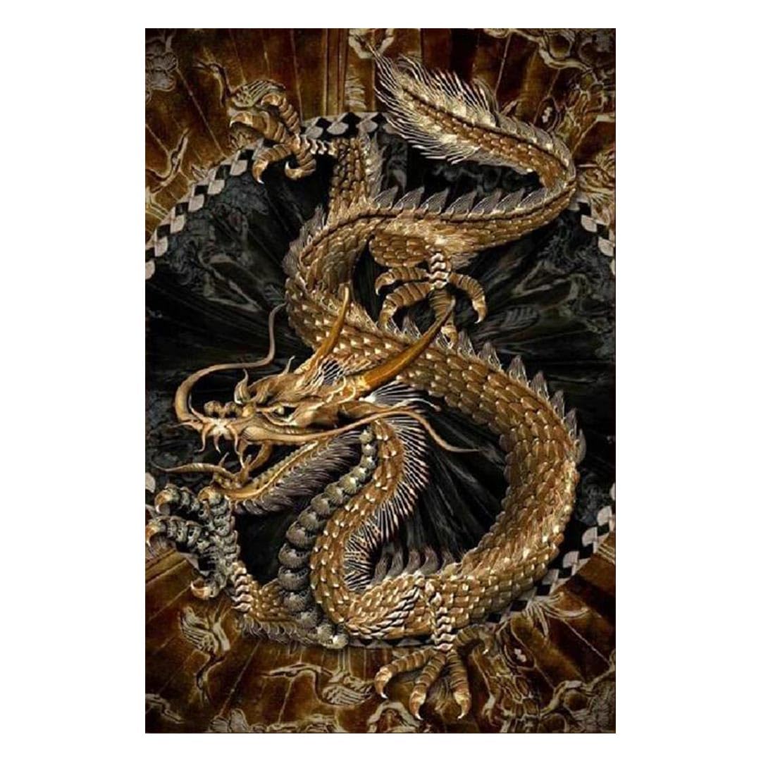 Amazon.co.jp: [AiO JAPAN] 風水 ポスター 黄金龍 60×40 金龍 ドラゴン