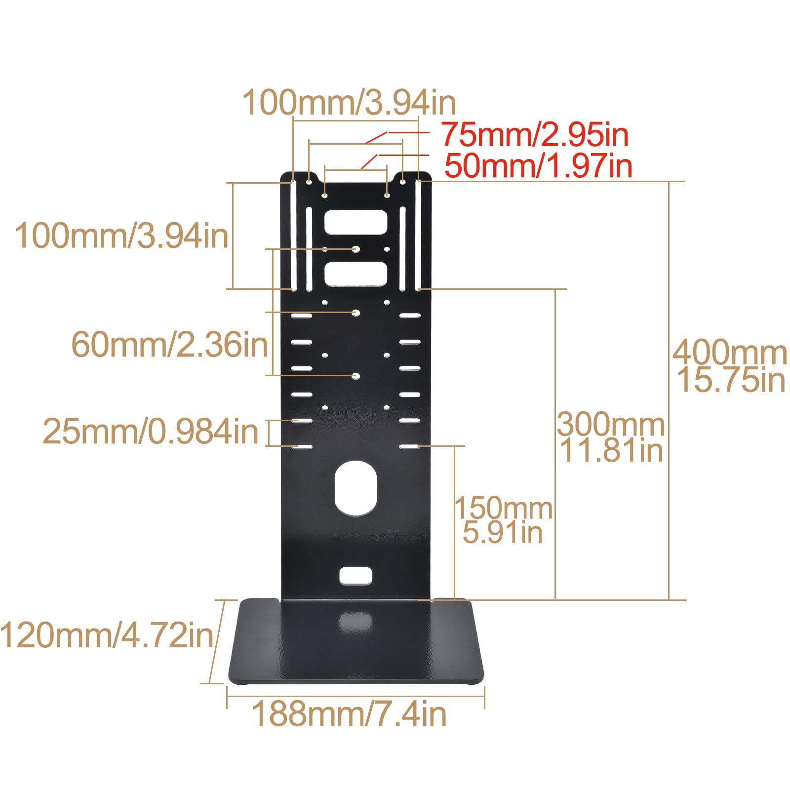 Supporto nero ultrasottile per monitor 13-27", VESA 75/100. Solo monitor con cavo verso il basso o laterale