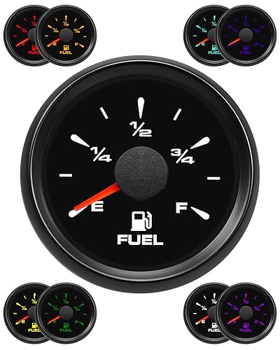 TIKSCIENCE Medidor de combustible de 0-90 ohmios, 2 pulgadas, 2.047 in, 8 colores, medidor de nivel de combustible, medidor de combustible universal