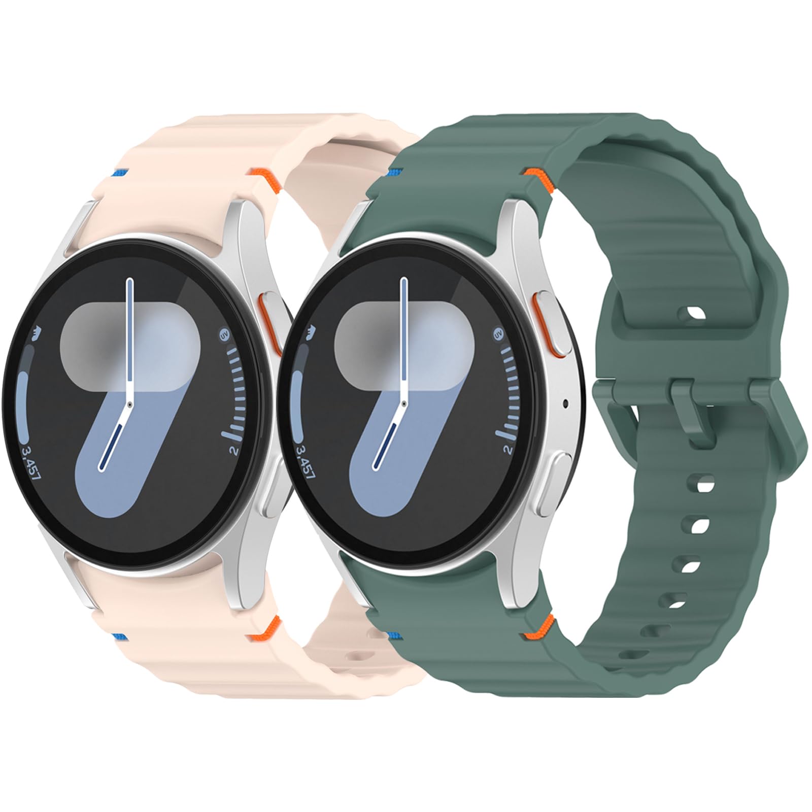 ZXgomg 2 Pack Silicone Straps Compatible with Samsung Watch 7 Strap for Women Men, No Gap Sport Bands for Samsung Galaxy Watch 7/6/5/4/FE/4 Classic/6 Classic/5 Pro strap (40mm 44mm)