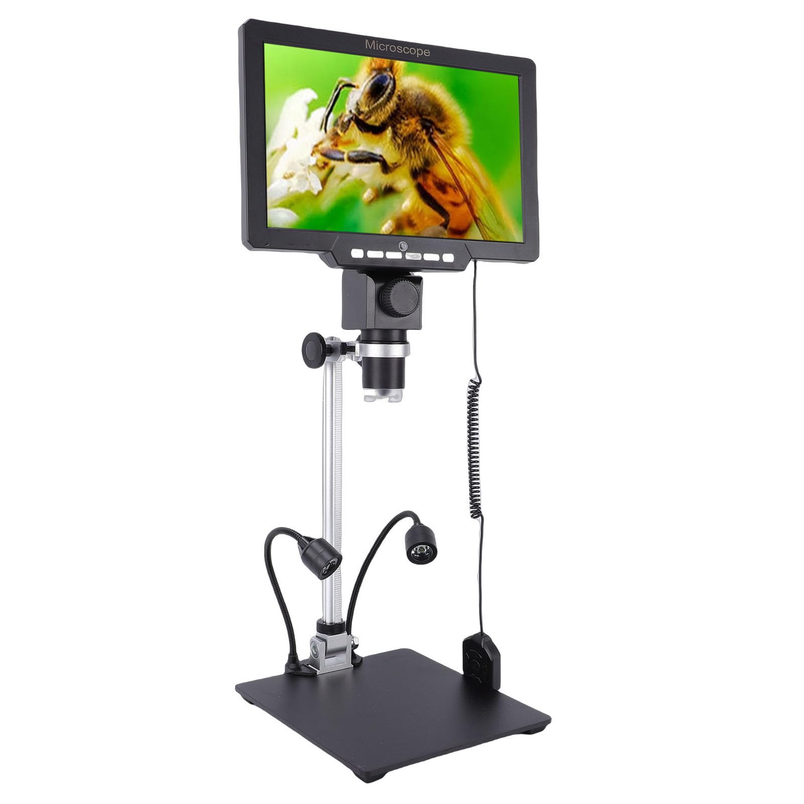 GOWENIC 2000x Professionelles Digitalmikroskop |10,1-Zoll-HD-Bildschirm 12 MP für Biologie, Mineralien, Münzlötinspektion mit LED-Ringlicht-Fernbedienung
