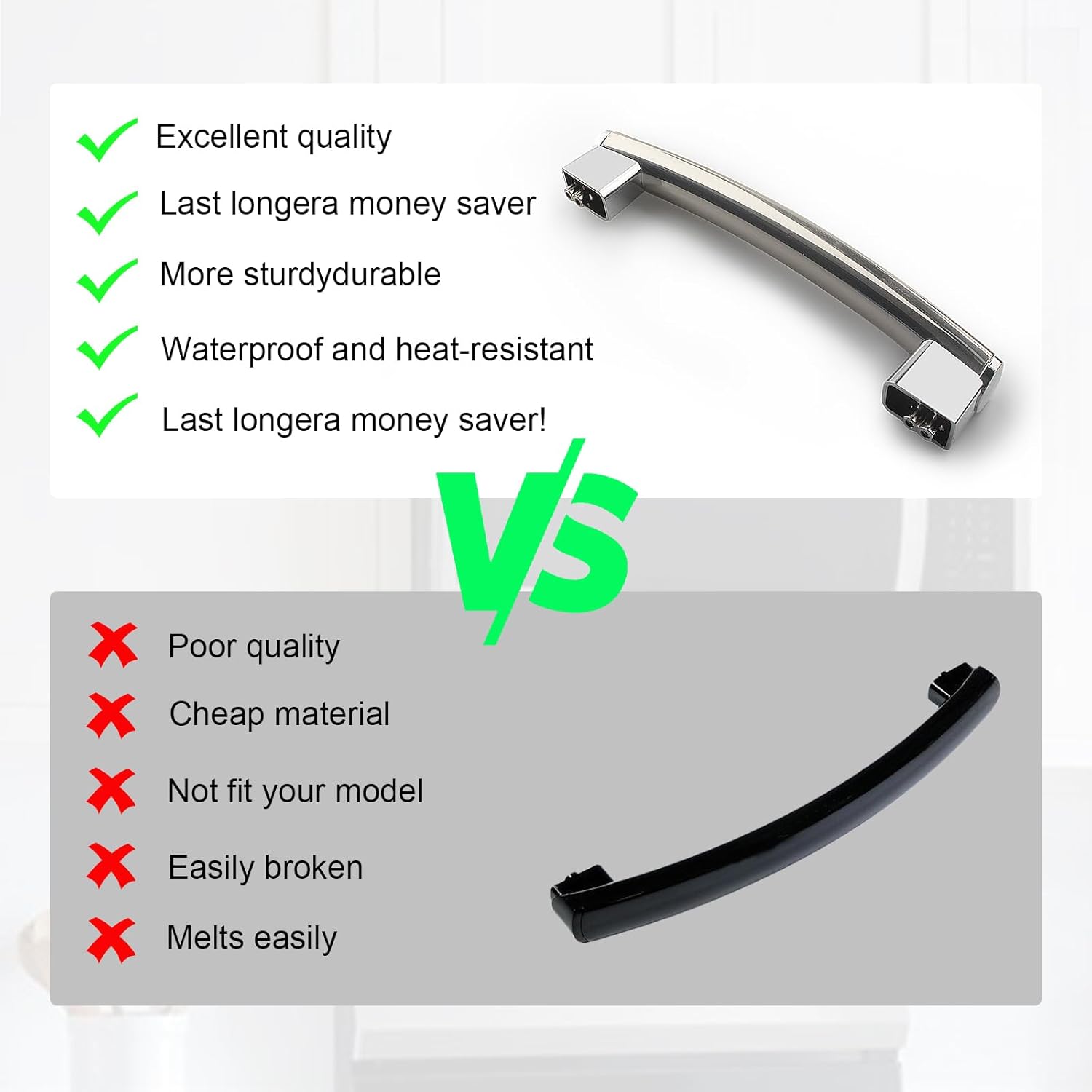 WB15X20402 Microwave Door Handle with Fixing Screws for GE Microwave Handle Replacement, Replaces 3025564, PS8754182, Fit for GE JVM6172SKSS, JVM7195SF1SS and More Models, Non-Stainless Steel