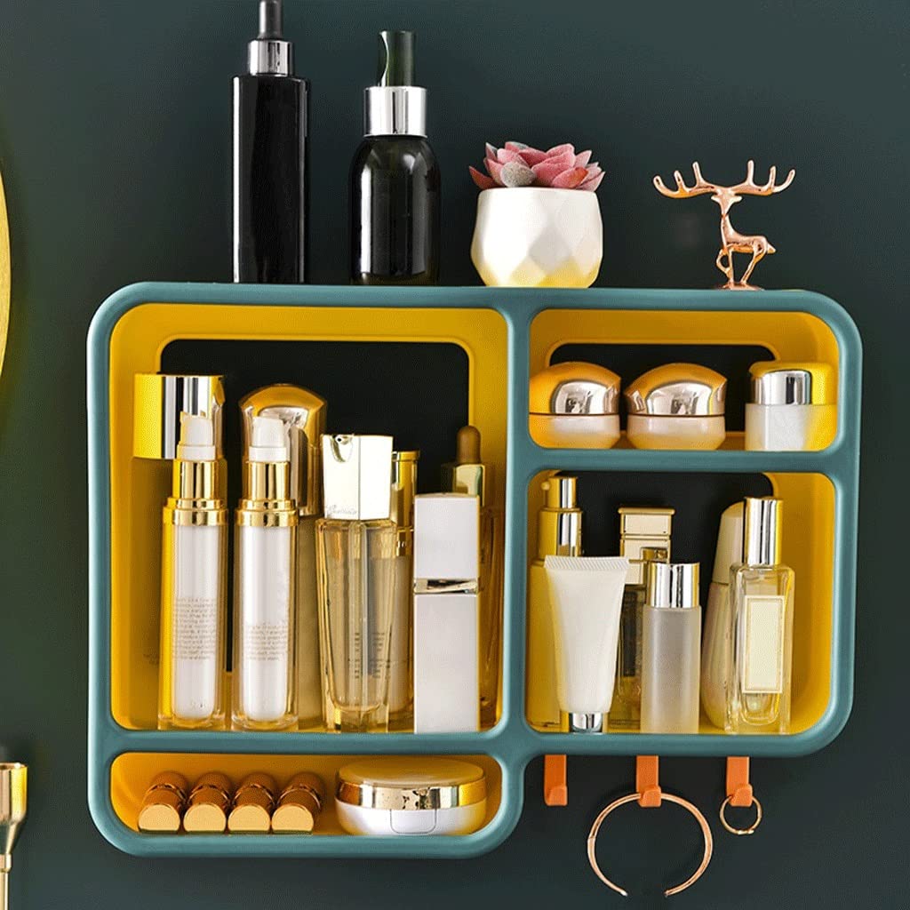 Make-up-Organizer, Kosmetik-Aufbewahrungsbox, Wandmontage, perforiert, kostenloses Badezimmer-Regal, Aufbewahrungsbox, Lippenstift, Hautpflegebehälter (D)