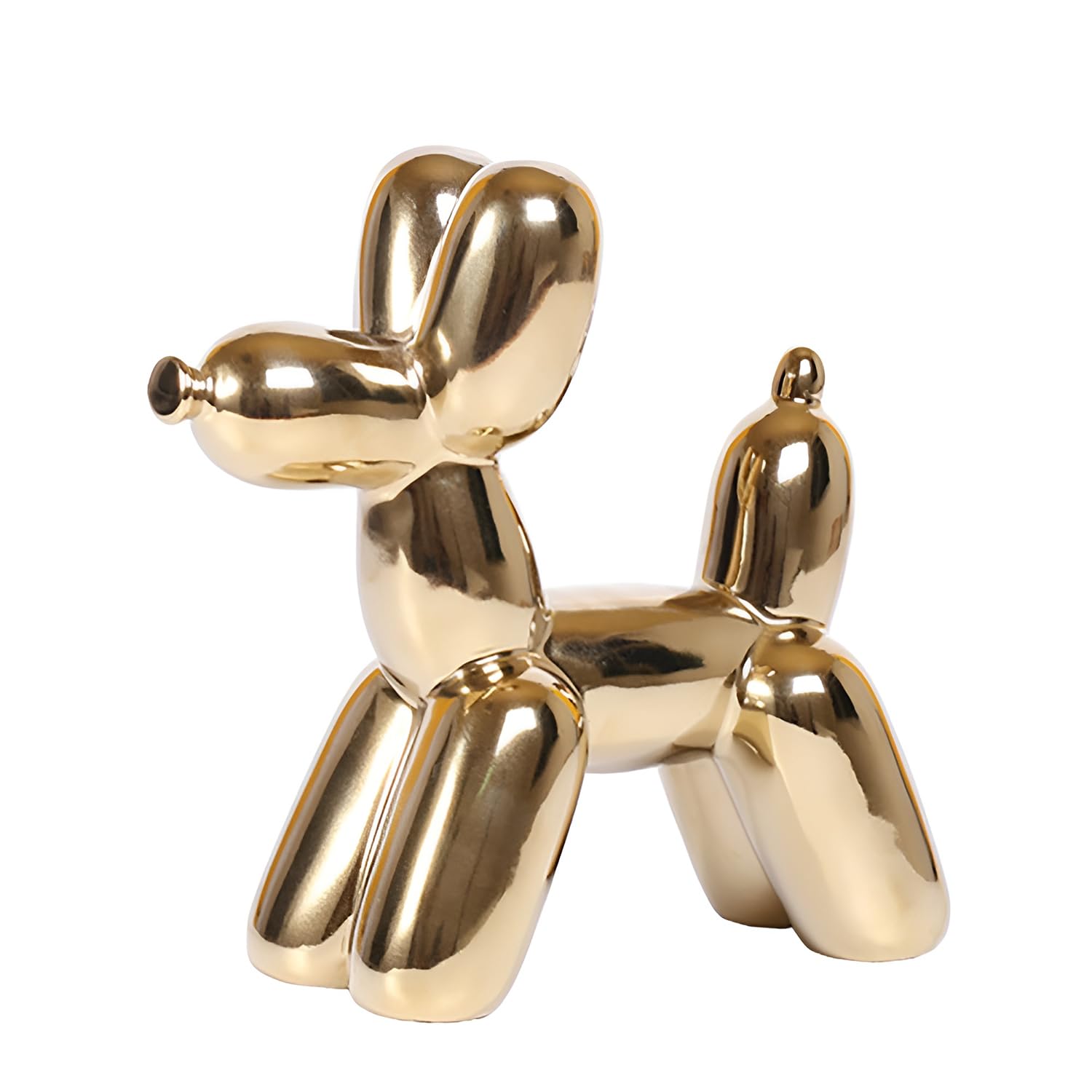 Joyzzz Balloon Dog Decor, Gold Room Decor Small Dog Statue, Modern Style Gold Balloon Dog, Small Ceramic Animal Statue Handmade Sculpture Ornament for Living Room Office Desktop Cabinet