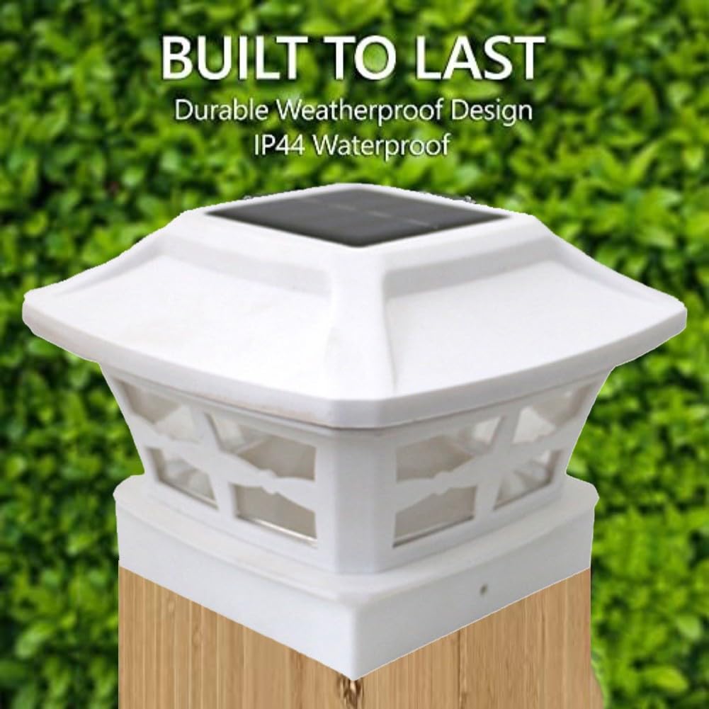 Luces solares para postes de 4 x 4, 5 x 5, 6 x 6 pulgadas, para valla de jardín LED renacentista para iluminación, IP44 resistente a la intemperie, paquete de 4