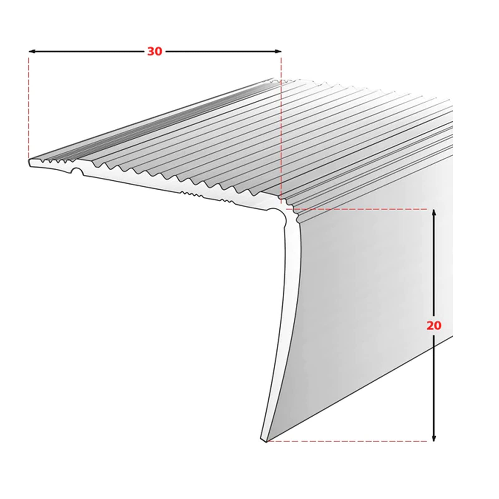 casa pura Perfil de escalera de ángulo de aluminio en forma de L, sin taladrar, perfil angular, perfil de borde anodizado, 1 pieza, 3 x 2 cm, integral (dorado, 100 cm)