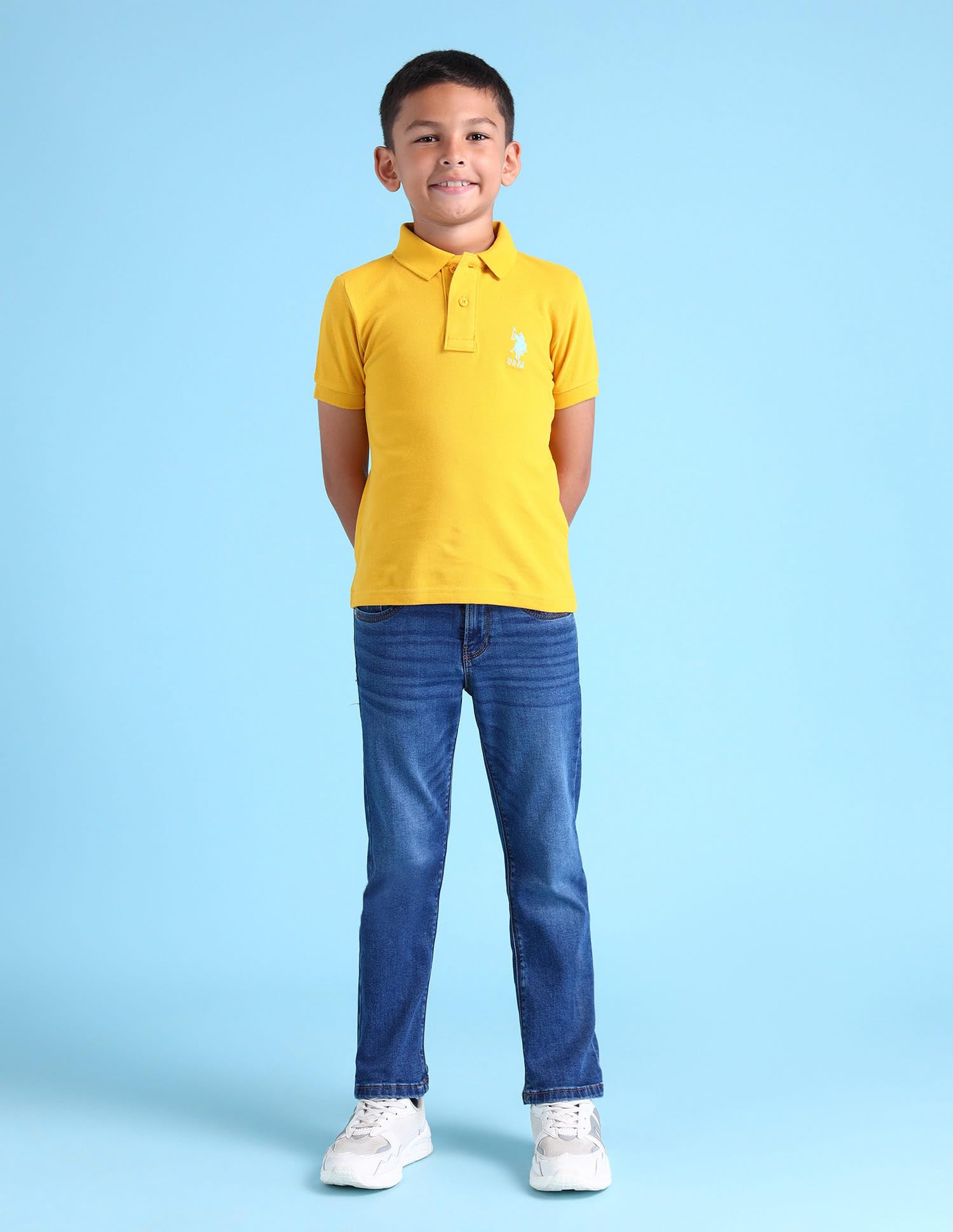 U.S. POLO ASSN. Regular Fit Boys Polo T-Shirts - Breathable Cotton Fabric, Short Sleeves T Shirt for Kids - 12M, Yellow 2