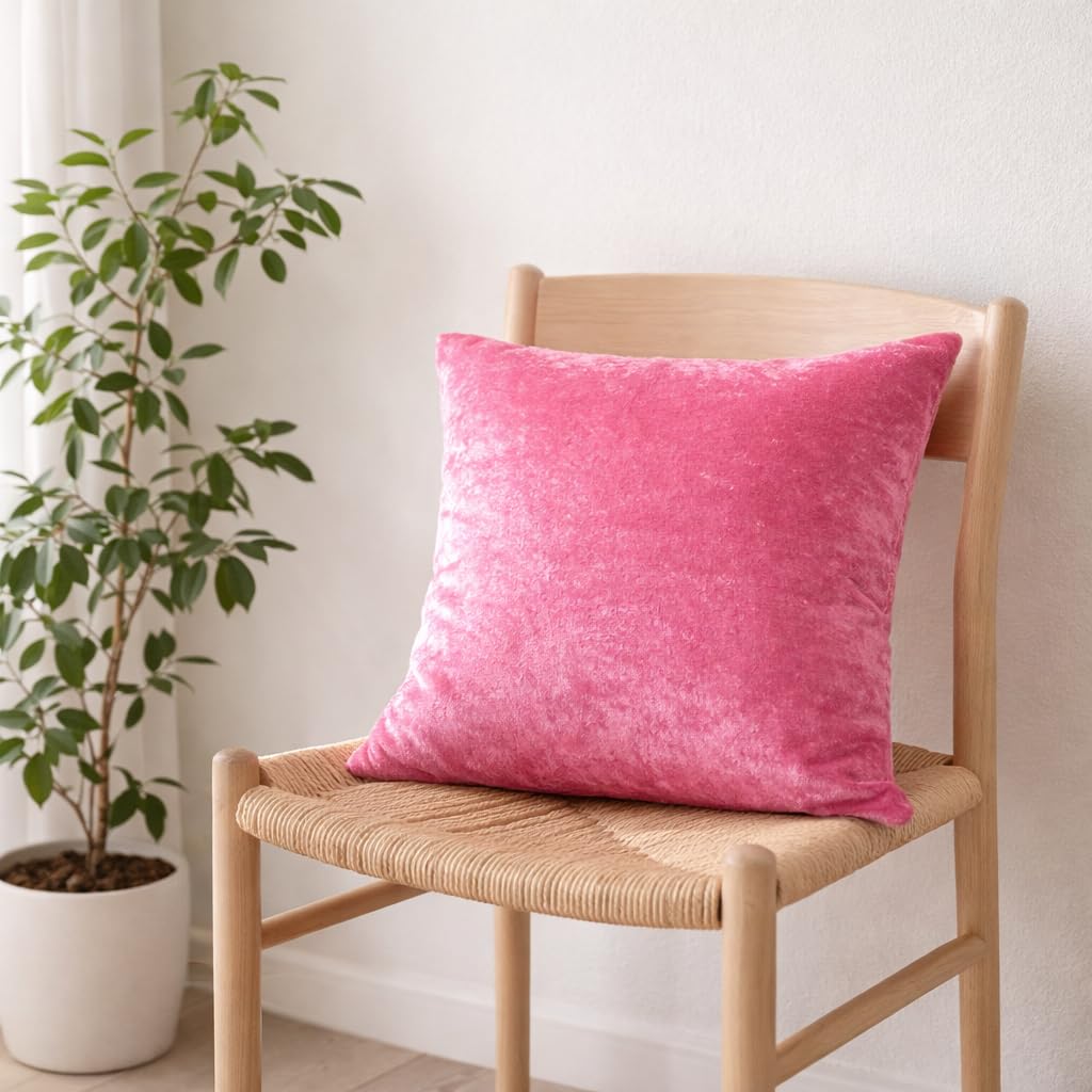 Baby Pink Velvet Cushion Cover 12x12 Inch Soft Decorative Throw Pillow Cover for Sofa, Bed, Living Room (Pack of 1)-image-34