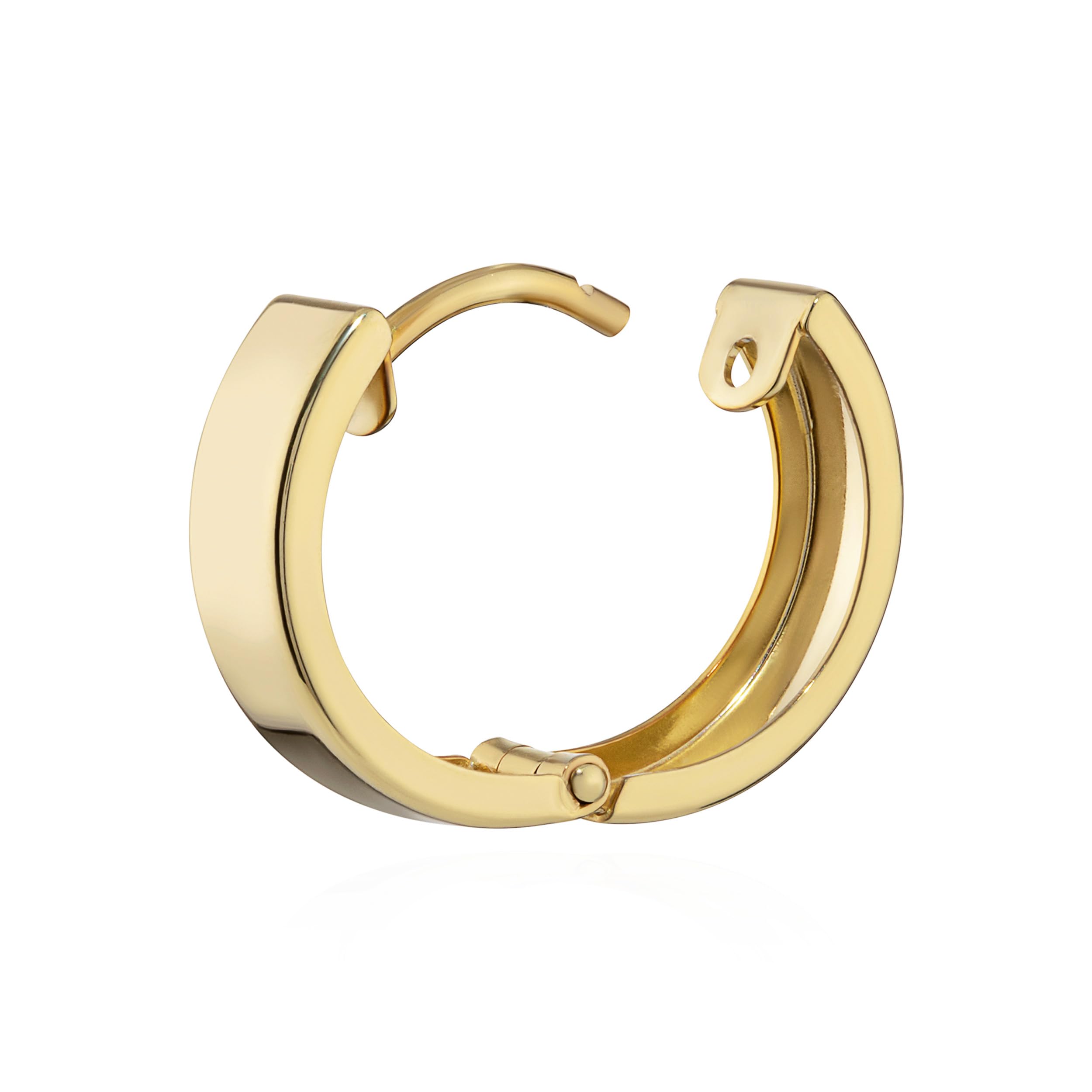 NKlaus Klappcreole Gold 333 Echtgold, quadratisch, glänzend, 15 mm, 1 Stück | Einzelner Ohrring aus 8 Karat Gelbgold; 3,9 mm breit, 1,3 mm stark, 0,78 g, anlaufgeschützt, mit Klappbügel
