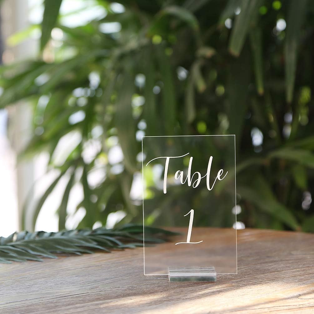 80% Off Discount UNIQOOO Acrylic Wedding Table Number with Stand | 4x6 inch 1-20 Printed Calligraphy, Sign and Holder