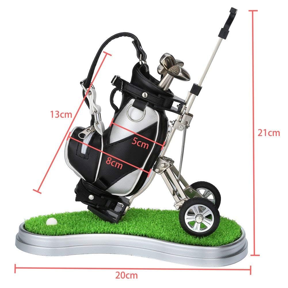 10L0L Golf Pen Holder with 3 Pieces Golf Club Pens Set Unique Golf Desk Decor Gifts Souvenirs for Men - Silver + Black - Image 2