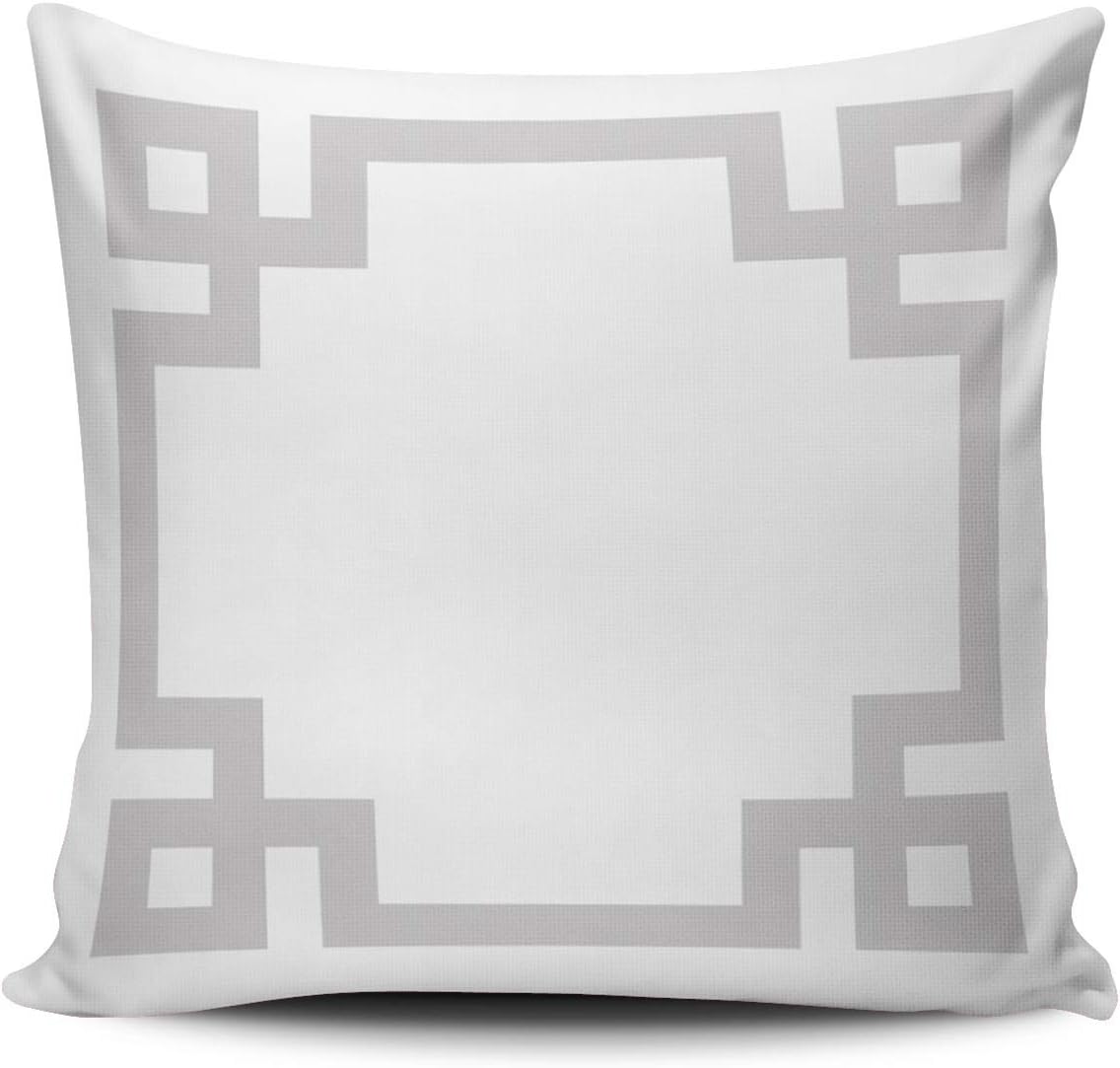 Personalized Decorative Pillowcases Greek Key Border Gray and White Throw Pillow Covers Cases European Square Size 26x26 inches Print on Two Sides