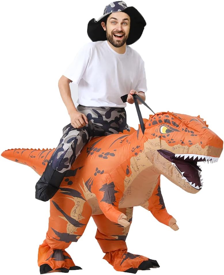 MXoSUM Adult Dinosaur Costume Inflatable Riding T- rex costume Funny Dino Blow up Costume Suit for Halloween Party Cosplay - Image 5
