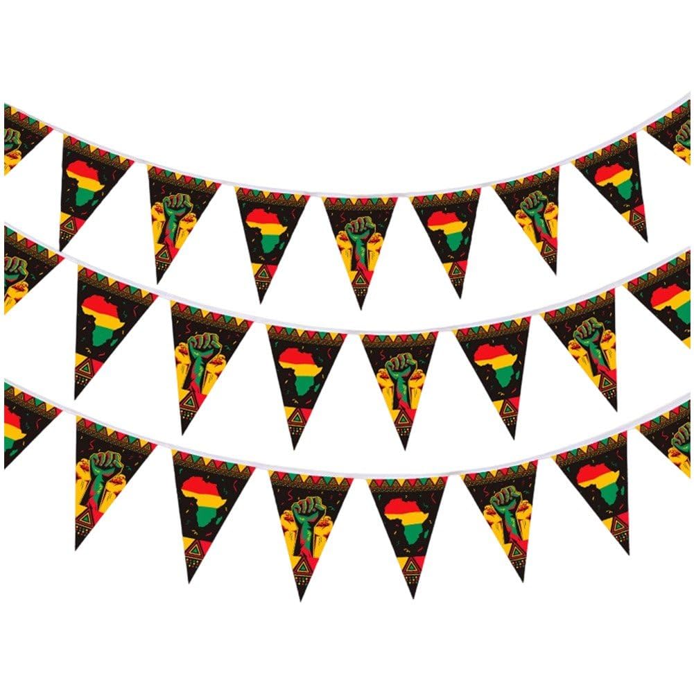 Lipfer Black History Month Pennant Banner, African American Month Triangle Flag Bunting, Bhm Party Supplies Black History Wall Decor for School Office