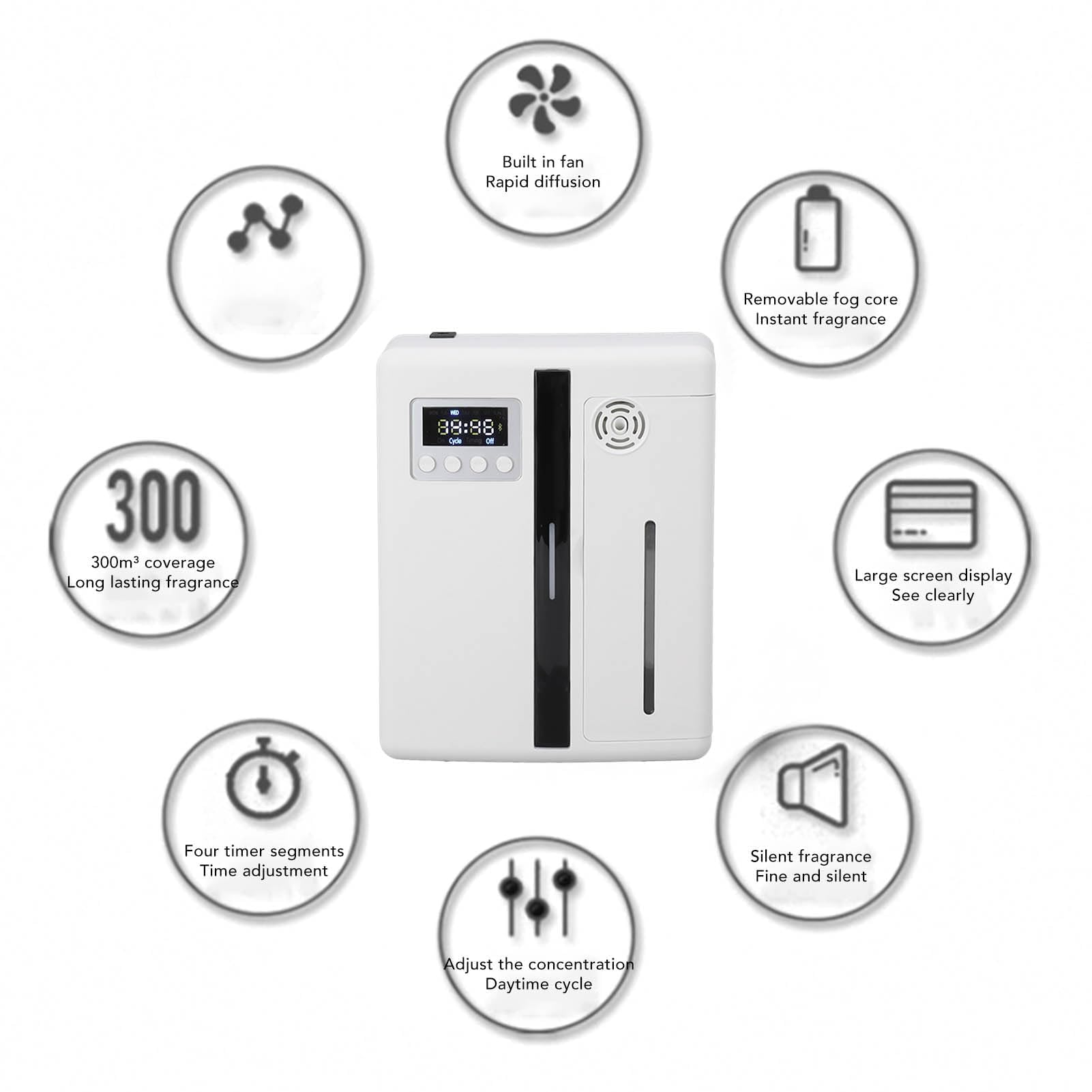 Difusor de aceite esencial, máquina inteligente de aromaterapia con control remoto y temporizador, difusor de aroma de aire para el hogar, oficina, yoga, cobertura de 300 m³