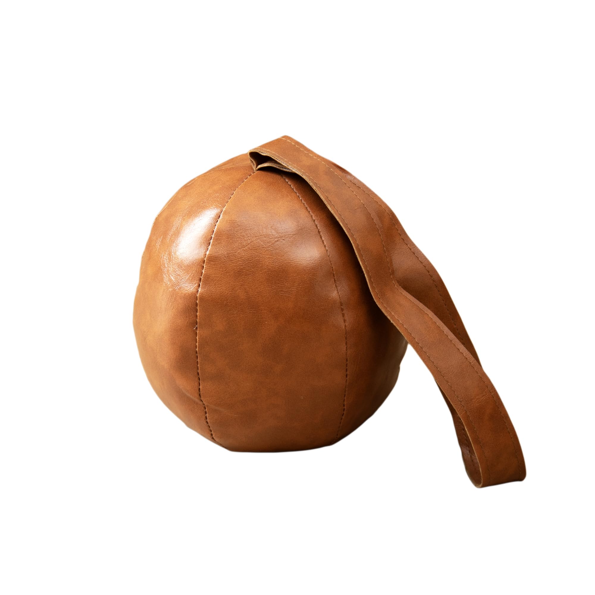 Faux Leather Ball Doorstop Brown Non Scratch Fabric Weighted Round Door Stopper