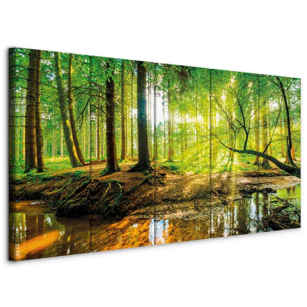 B&D XXL - Akustikbild Akustikplatten Landschaft, 225x90 cm, 5-teilig, Büro | Verbessert Raumakustik, reduziert Hall, ideal fürs Büro oder Wohnzimmer, hochwertige Verarbeitung, schnelle Montage, stilvoll