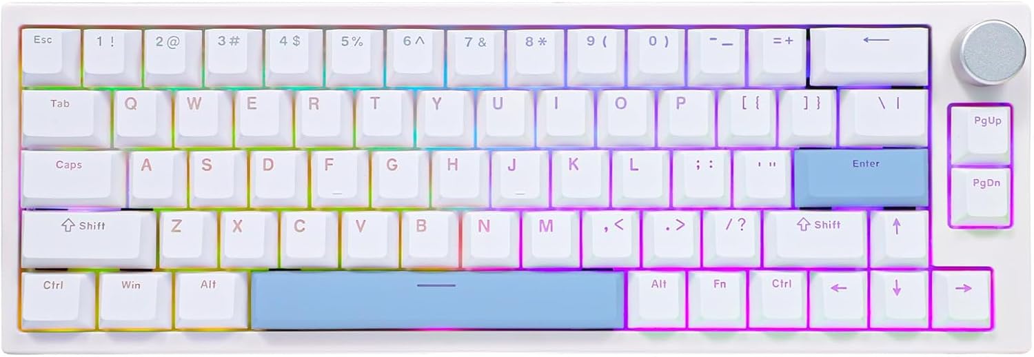 X BOYI 66Pro Magnetic Switch Rapid Trigger RGB Gaming Keyboard,60% Hall Effect Adjustable Actuation Gasket-Mounted Hot Swap Wired Mechanical Keyboard with Knob for PC/Mac Gamer (White)