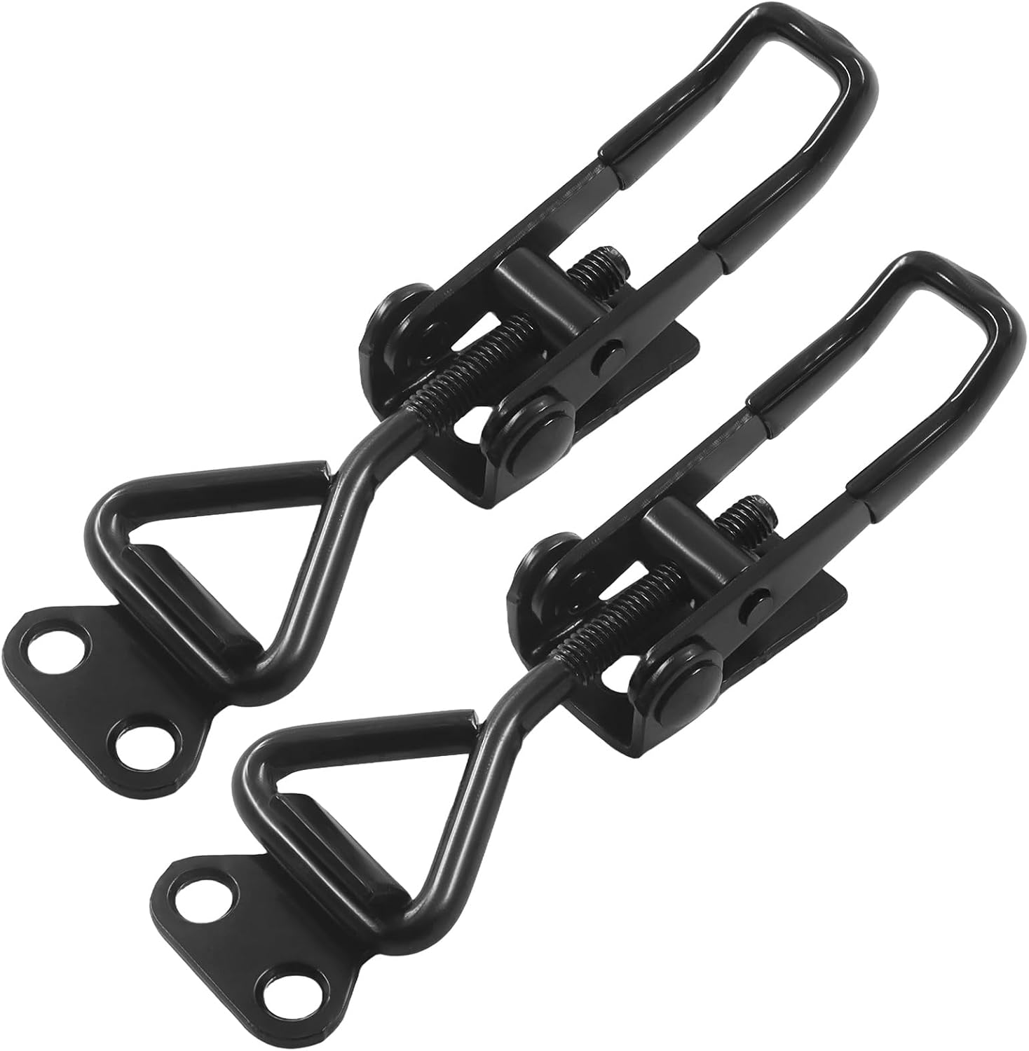 4003 Toggle Latch Clamp, 2 Pack, Black | Heavy Duty Stainless Steel, Adjustable Pull Hasp, Quick Release Locking, For Smoker Lid, Cabinet, Toolbox, 2000Lbs Capacity