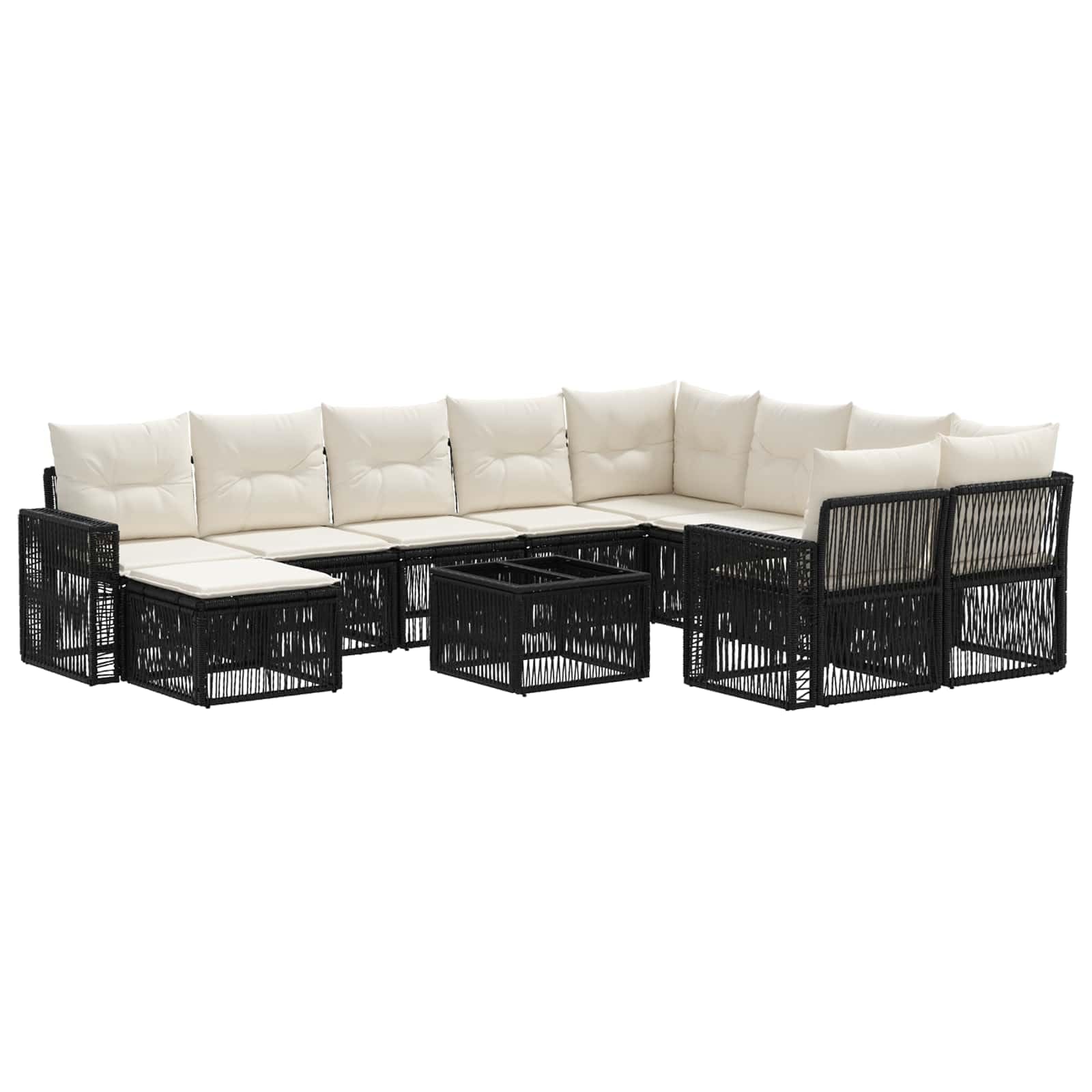 Zestaw sof ogrodowych 11 szt. Czarny syntetyczny rattan