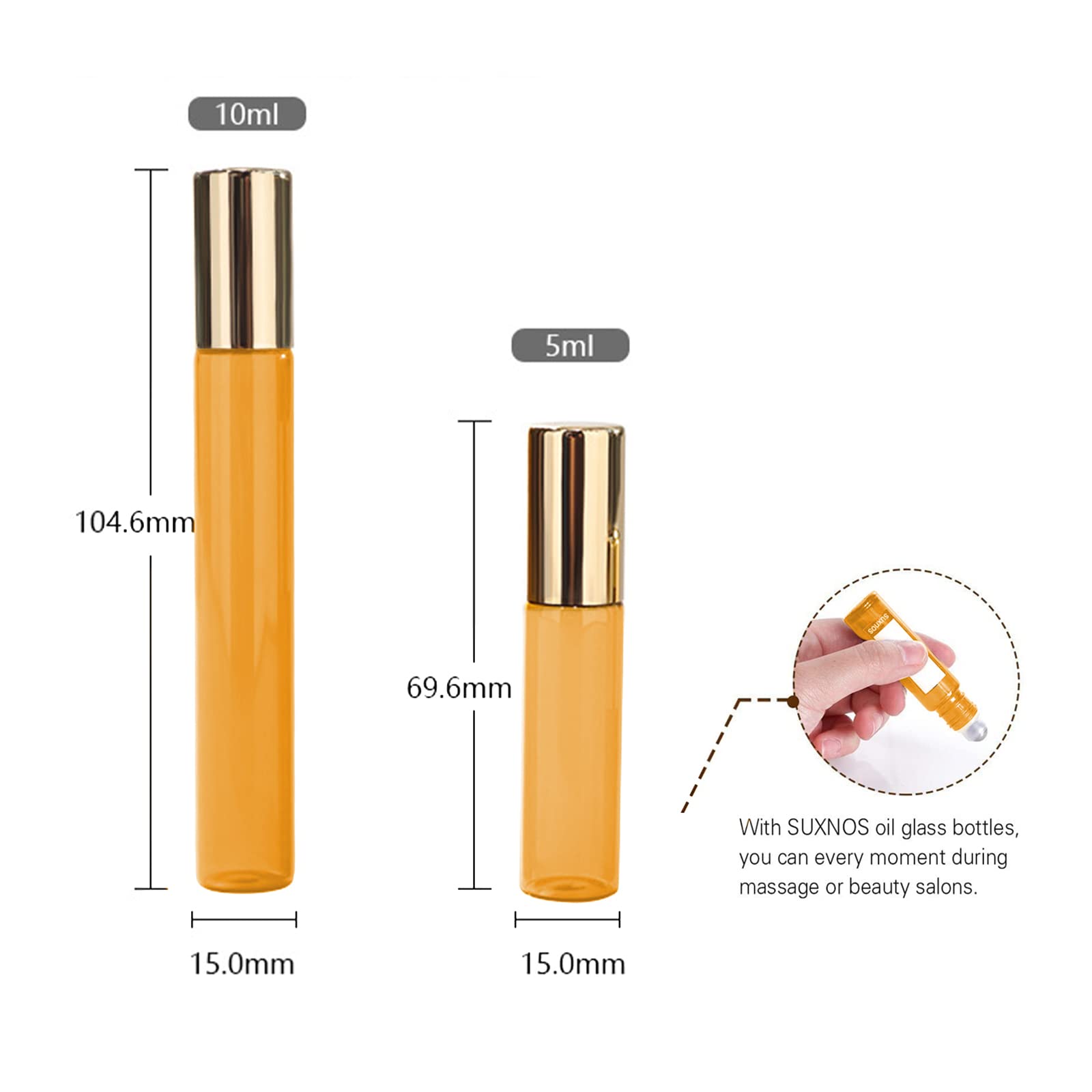 Roll On Huiles Essentielles,2 Pcs Flacon Roll on en Verre,Marron Flacon Roll On Vide,pour Huile Essentielle,Rechargeable,Aromathérapie,Parfum,Massage,avec Bille en Acier Inoxydable