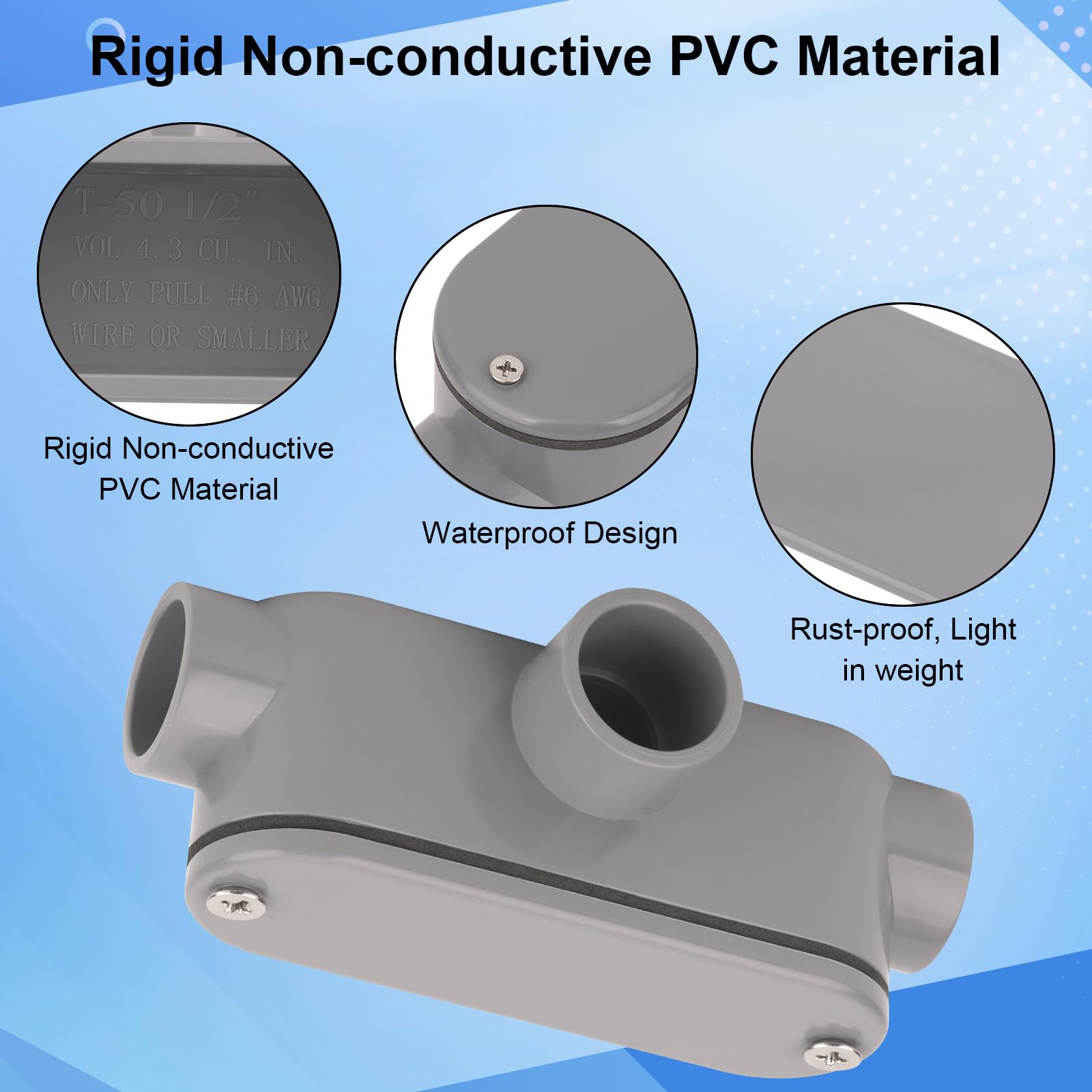 PVC Conduit Fittings - 4 Pack T Type Bodies -4