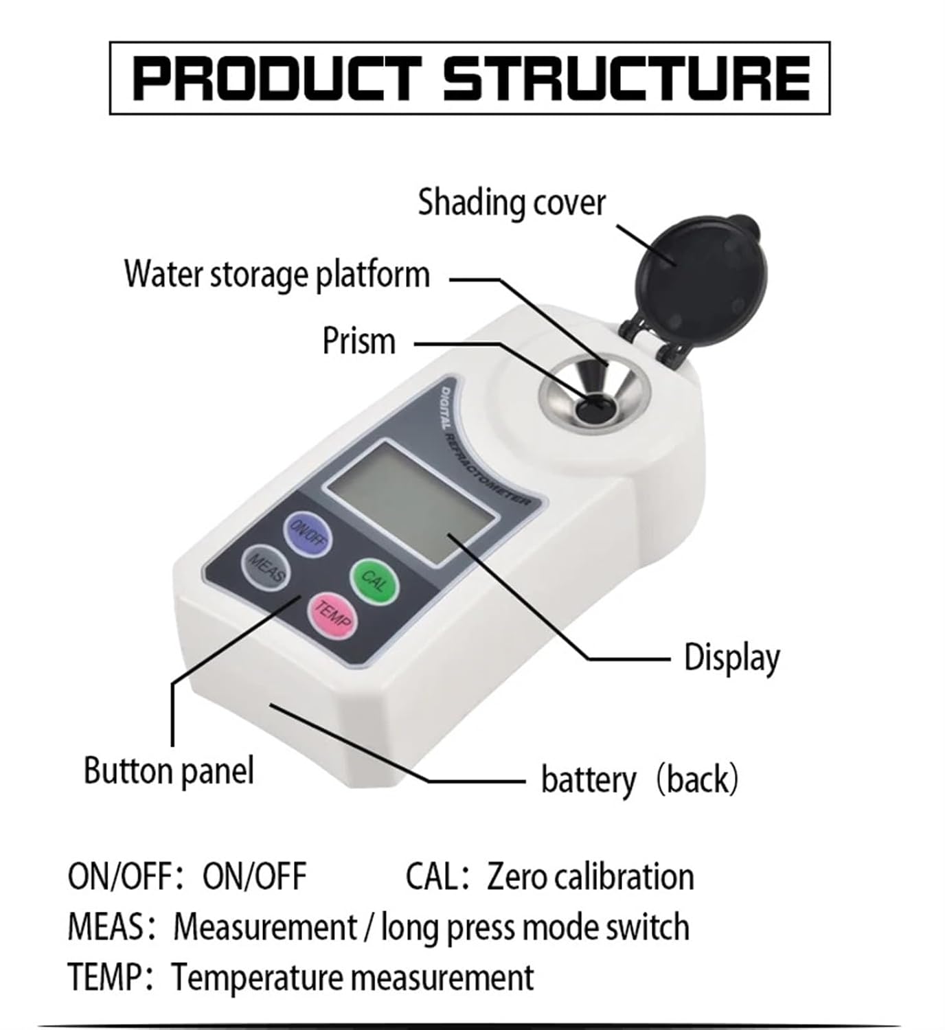 Home Use Digital Refractometer Sugar Content 0~55% Meter for Fruits, Vegetables, Veverages, Food Processing, Beer(Accuracy ±0.2)
