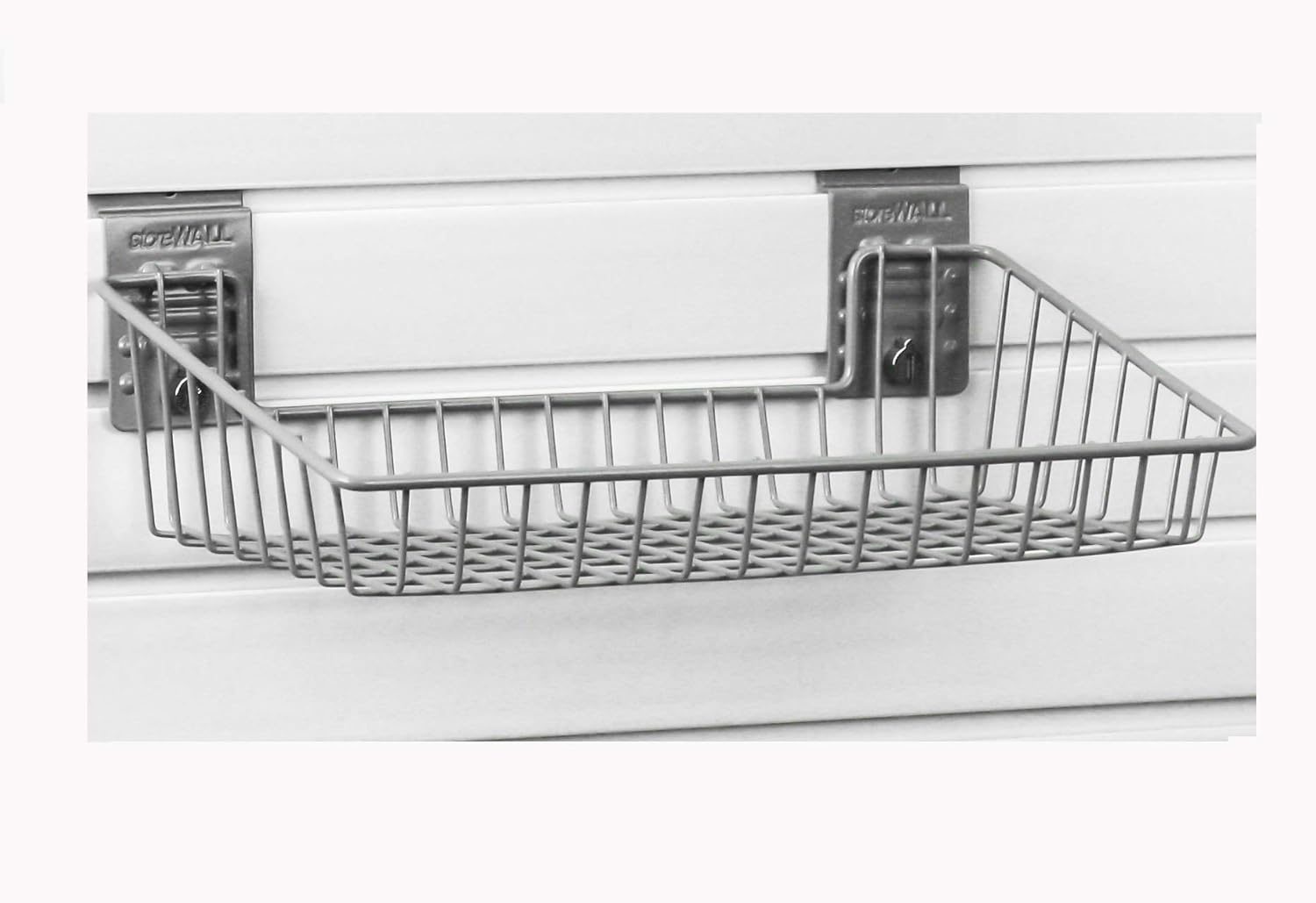 Small Angle Basket with CamLoks for Storage on Garage Slatwall Panels