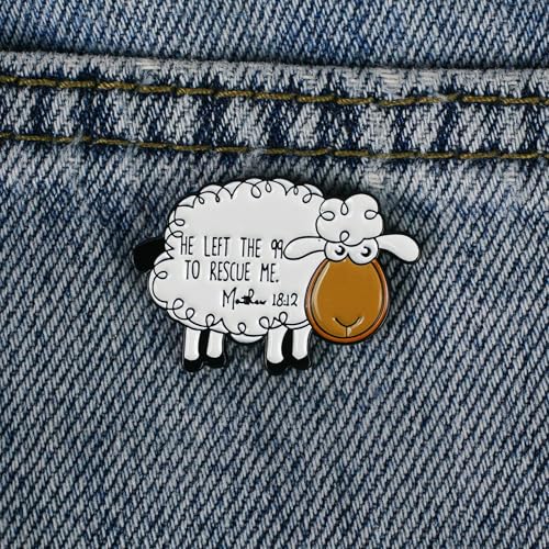 Christian Shepherd Enamel Pins, He Left The 99 Lost Sheep Brooch Pin, Gift For Jesus Lover God Lover Christian Devotee, Matthew 18 12 Bible Verse Brooches, Religious Lapel Badge, Jesus Rescue Decorative Jewelry3