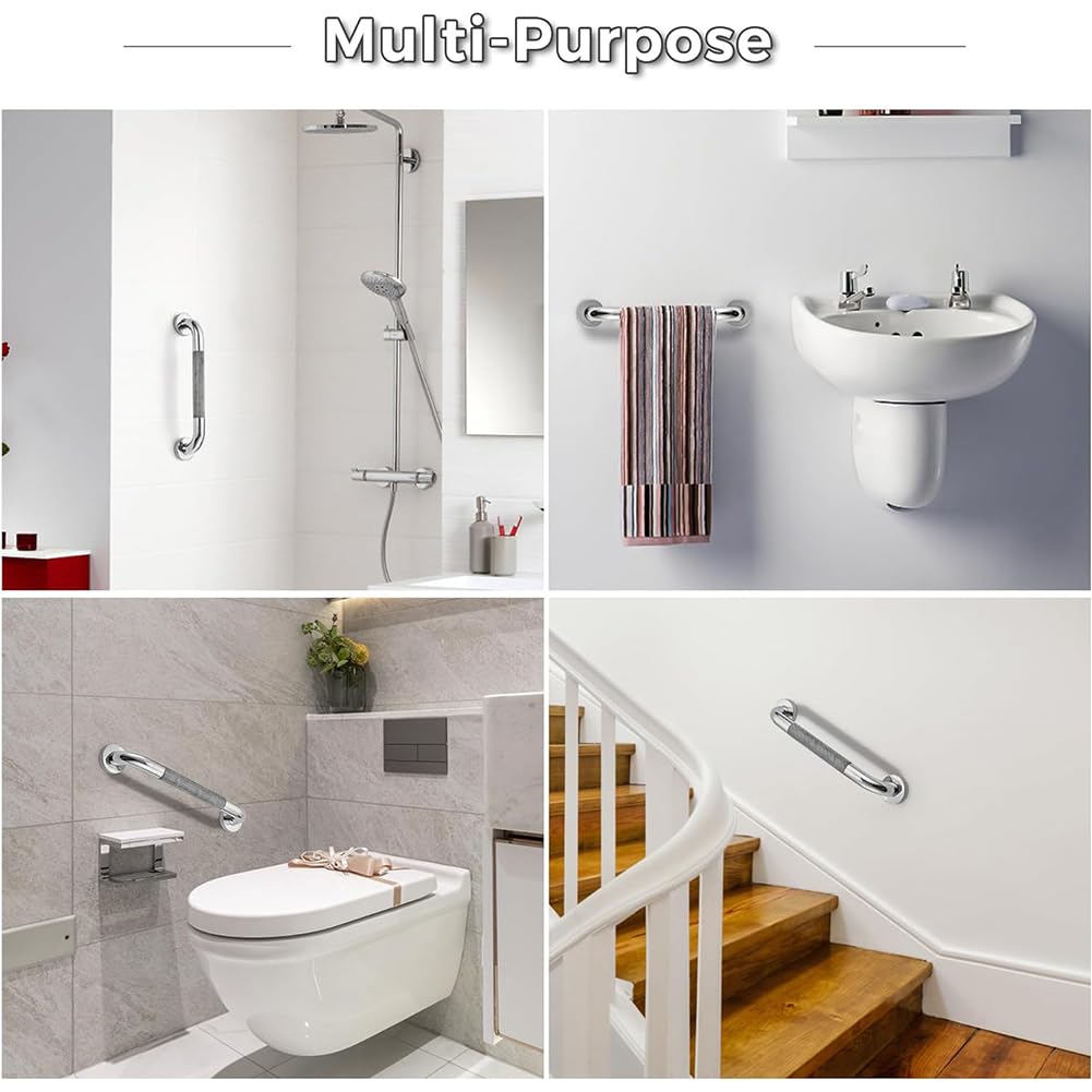 Asidero Ducha,Asidero Baño Barra de Seguridad for Ducha, Paquete de 2, Barras de Apoyo for discapacitados de Acero Inoxidable for baño (níquel Pulido, 1 Pulgada de diámetro)(30cm)