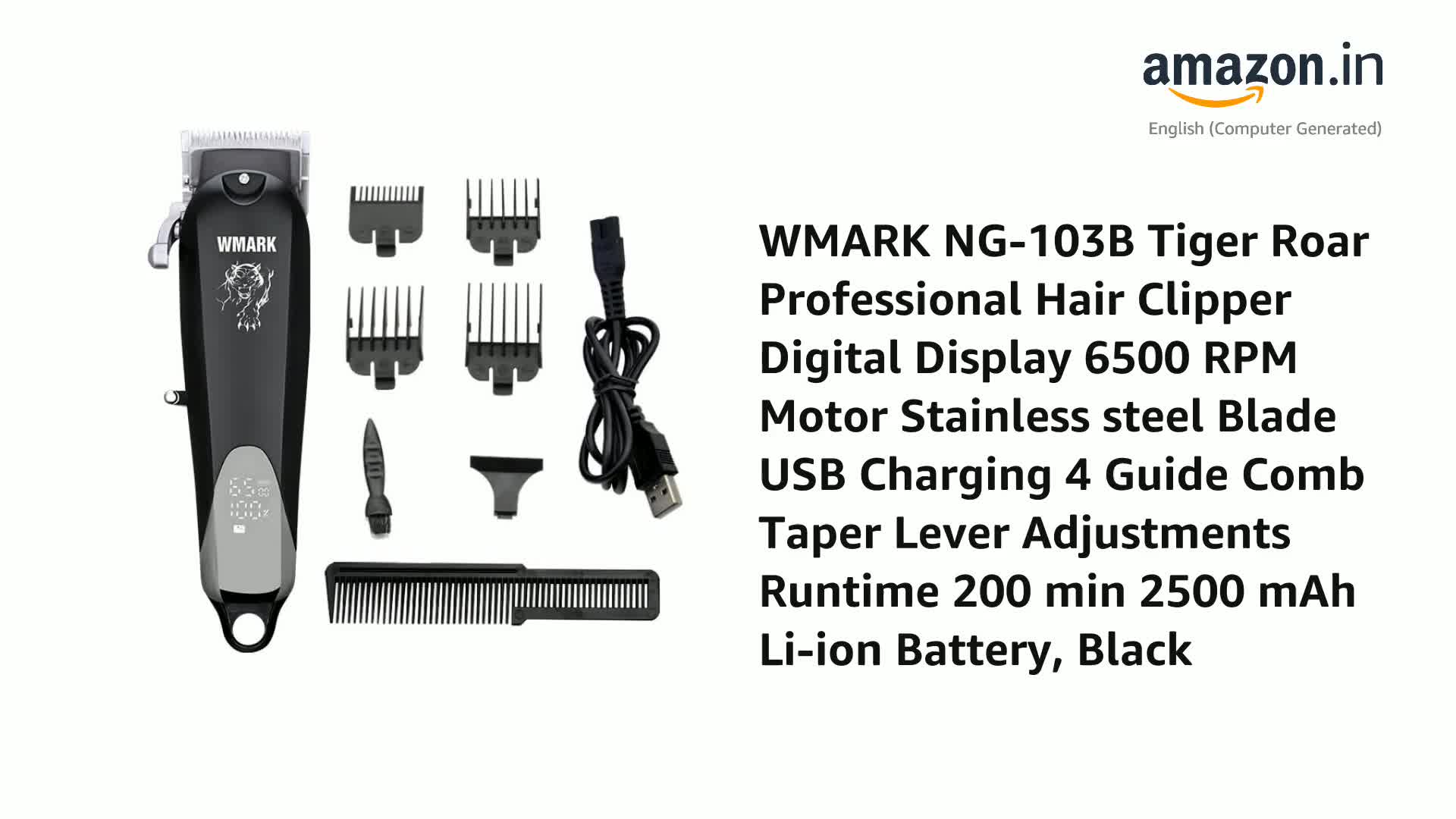 WMARK NG-103B Tiger Roar Professional Hair Clipper Digital Display