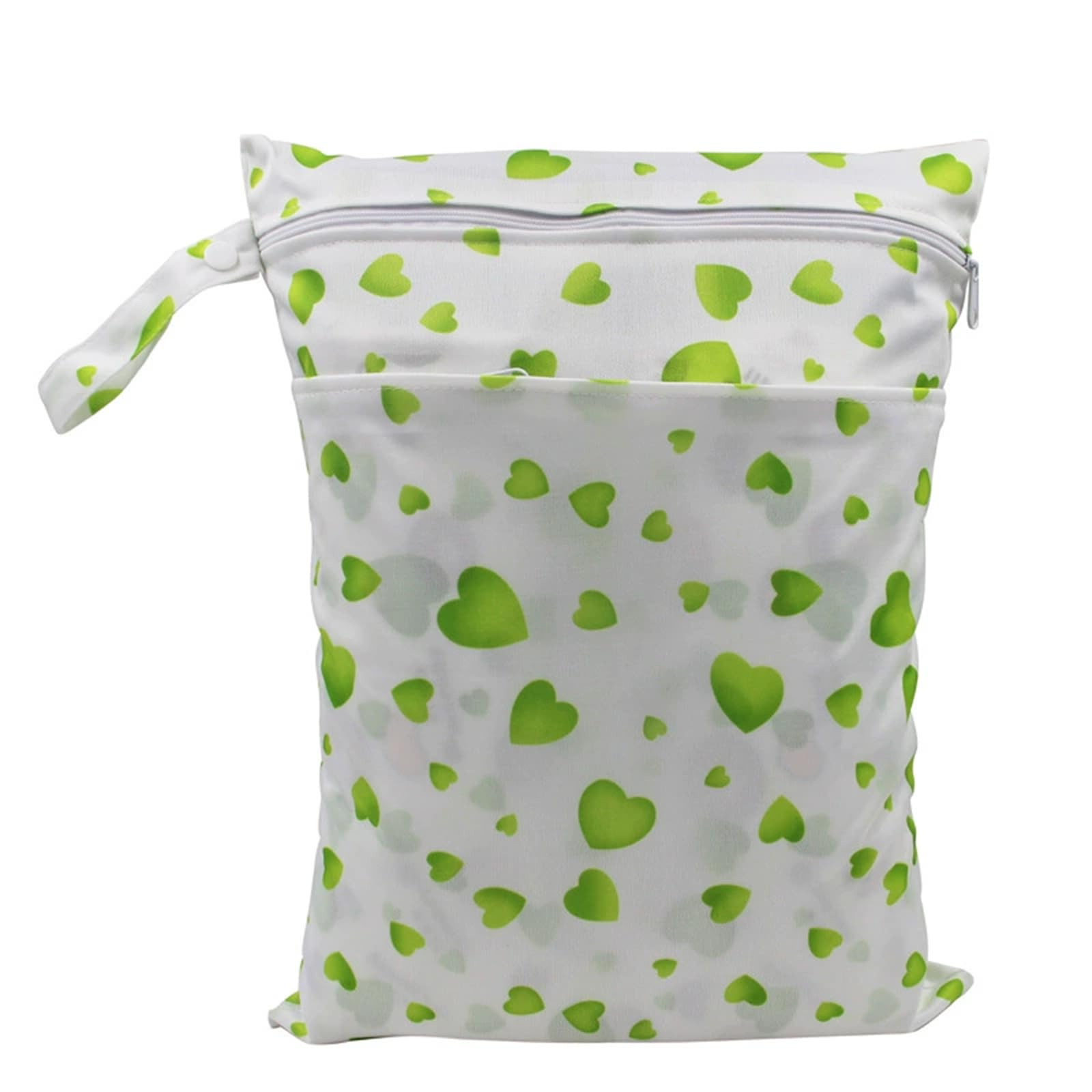 Hixingo Colorful Print Wet Bag,Large Waterproof Wet Dry Bag, Reusable Nappy Stuff Sack with Double Zipper,Portable Children's Items Dry Sack, for Clothes,Swimming,Travel,Beach (Green,2-Pieces)
