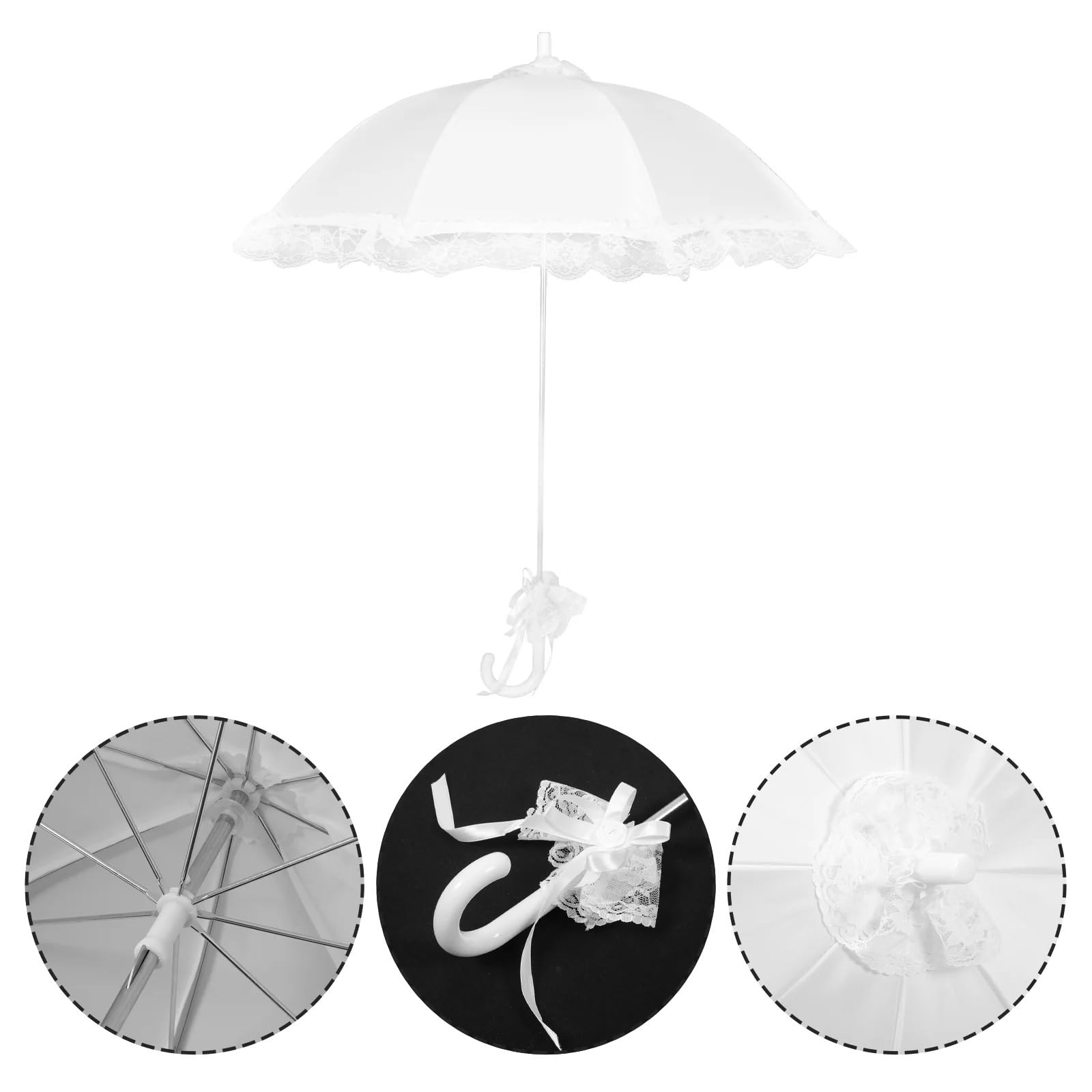 Parapluie Mariage Blanc Parapluie en dentelle, accessoire Photo, décor rétro for robe de mariée filles, parapluies blancs