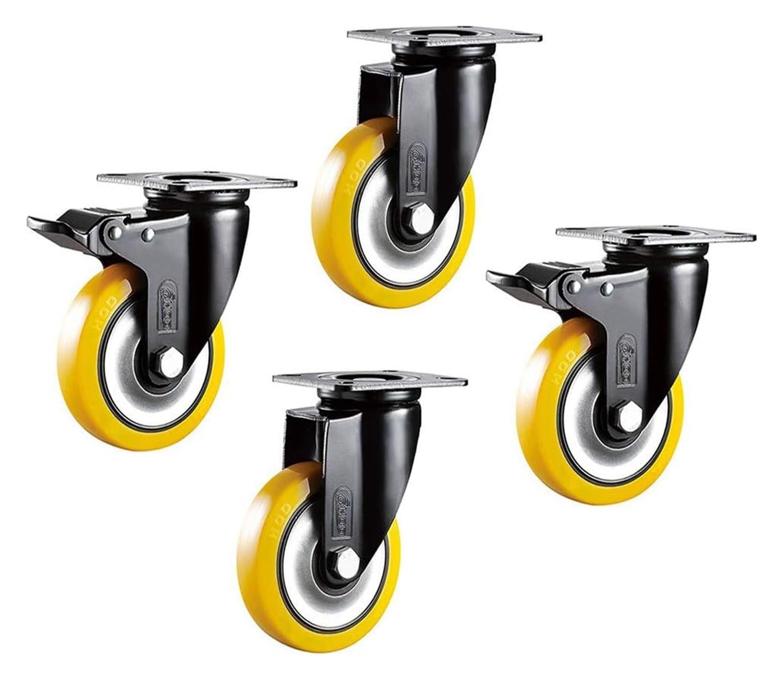 GYRAZXS Heavy Duty Swivel Wheels for Carts & Workbenches Rubber Casters with Brake Set 1600L Load Capacity Replacement Wheels for Easy Transport