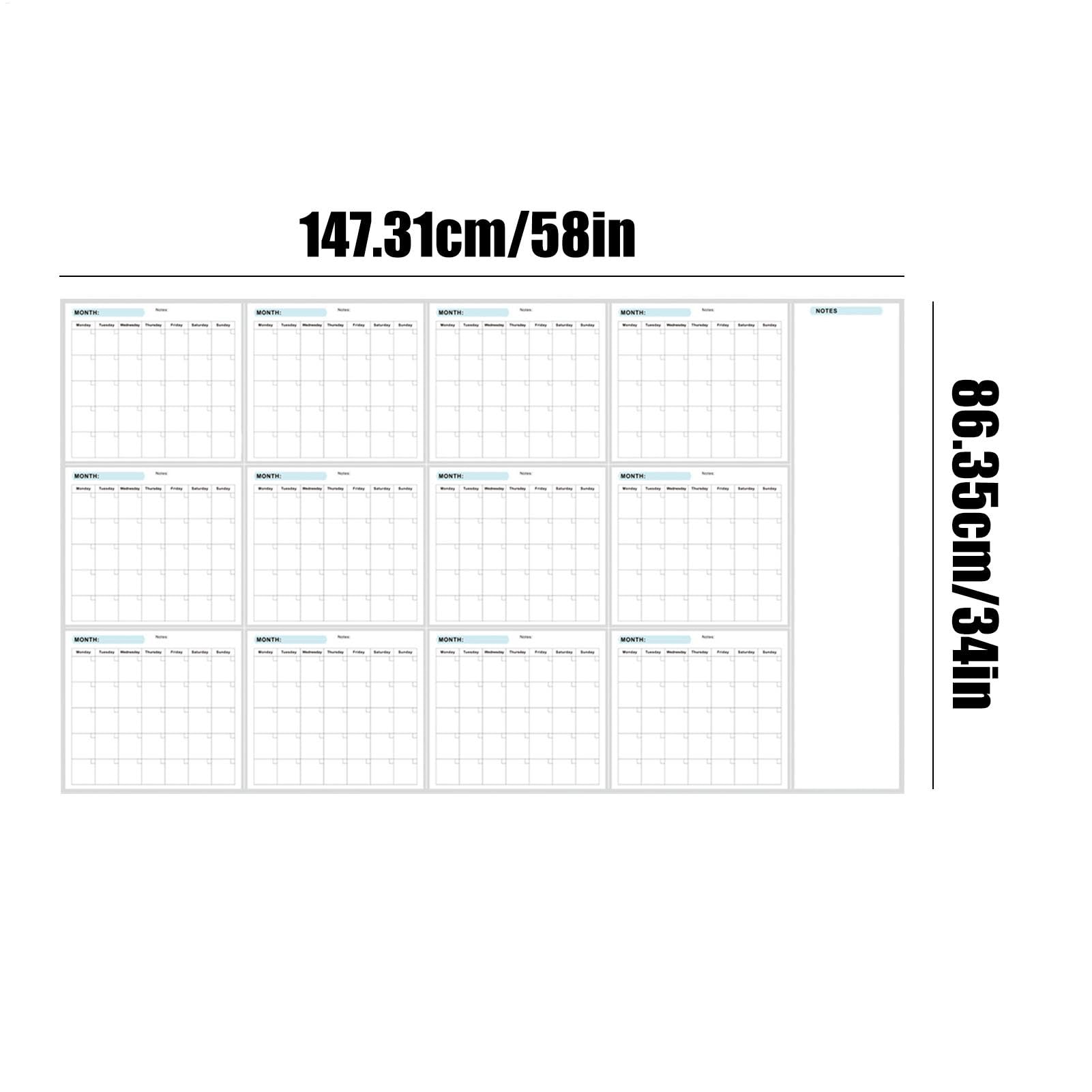 Planer ścienny, kalendarz ścienny, 12 miesięcy roczny dry-Erase duże składane powierzchnie do pisania, planery do wielokrotnego użytku w domu i szkole, 34 x 58
