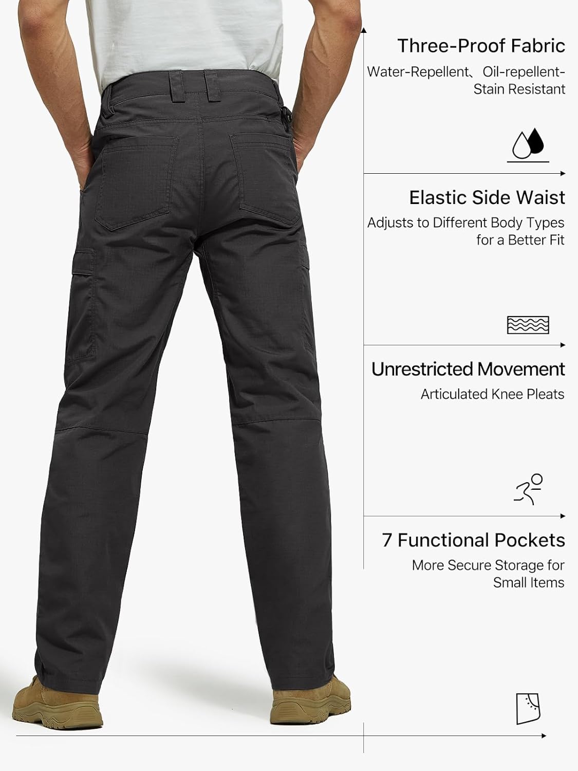 FREE SOLDIER Men's Cargo Pants Water Resistant Ripstop Tactical Pants for Men Work Pants Lightweight Outdoor Hiking Pants Men - Image 4