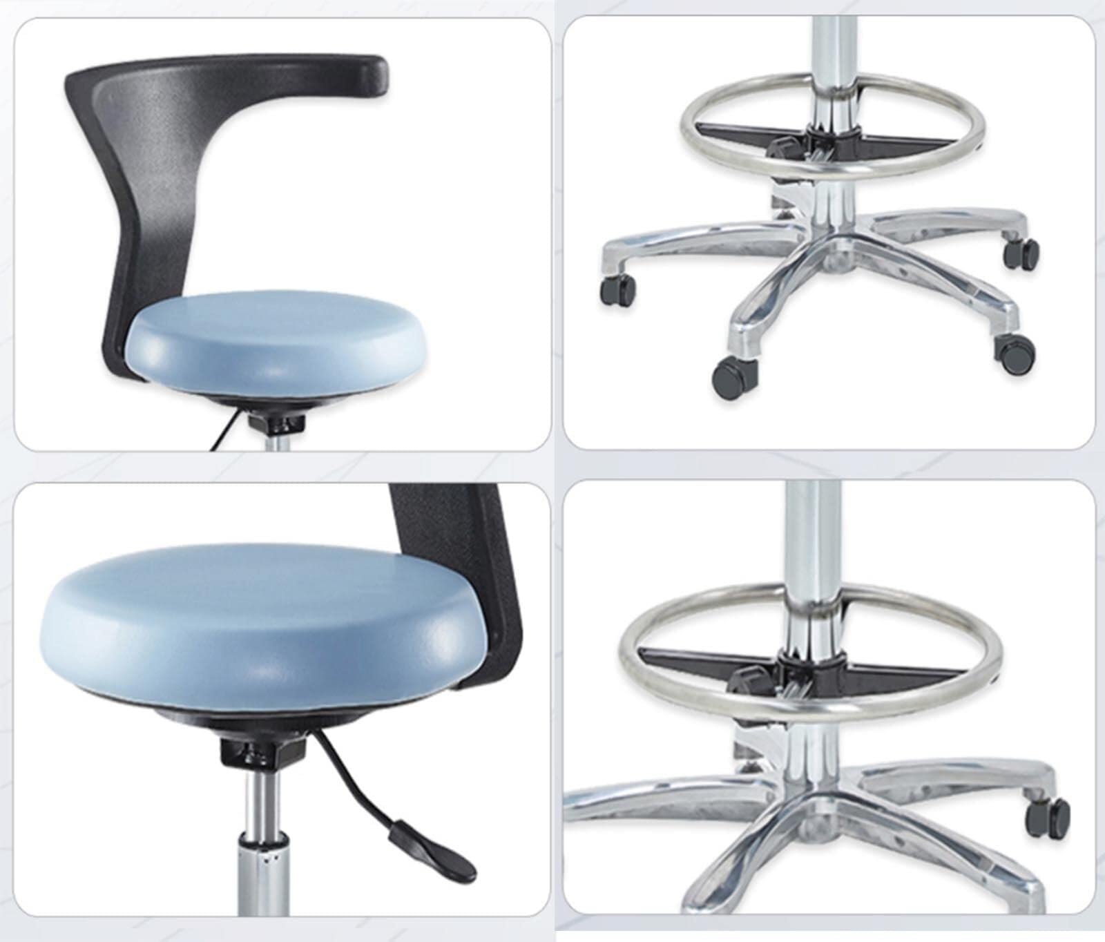 Taburete ajustable con respaldo, taburete médico dental para dentistas, reposabrazos de rotación de 360 grados, taburete auxiliar de piel sintética (B)