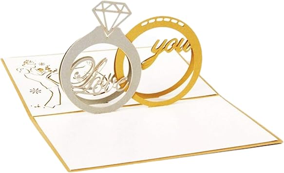 Amazon Sweet Plus 立体 グリーティング カード メッセージカード 飛び出す ポップアップ 3d 手紙 お祝い 寄せ書き 誕生日 記念日 封筒付き 結婚指輪 グリーティングカード 文房具 オフィス用品