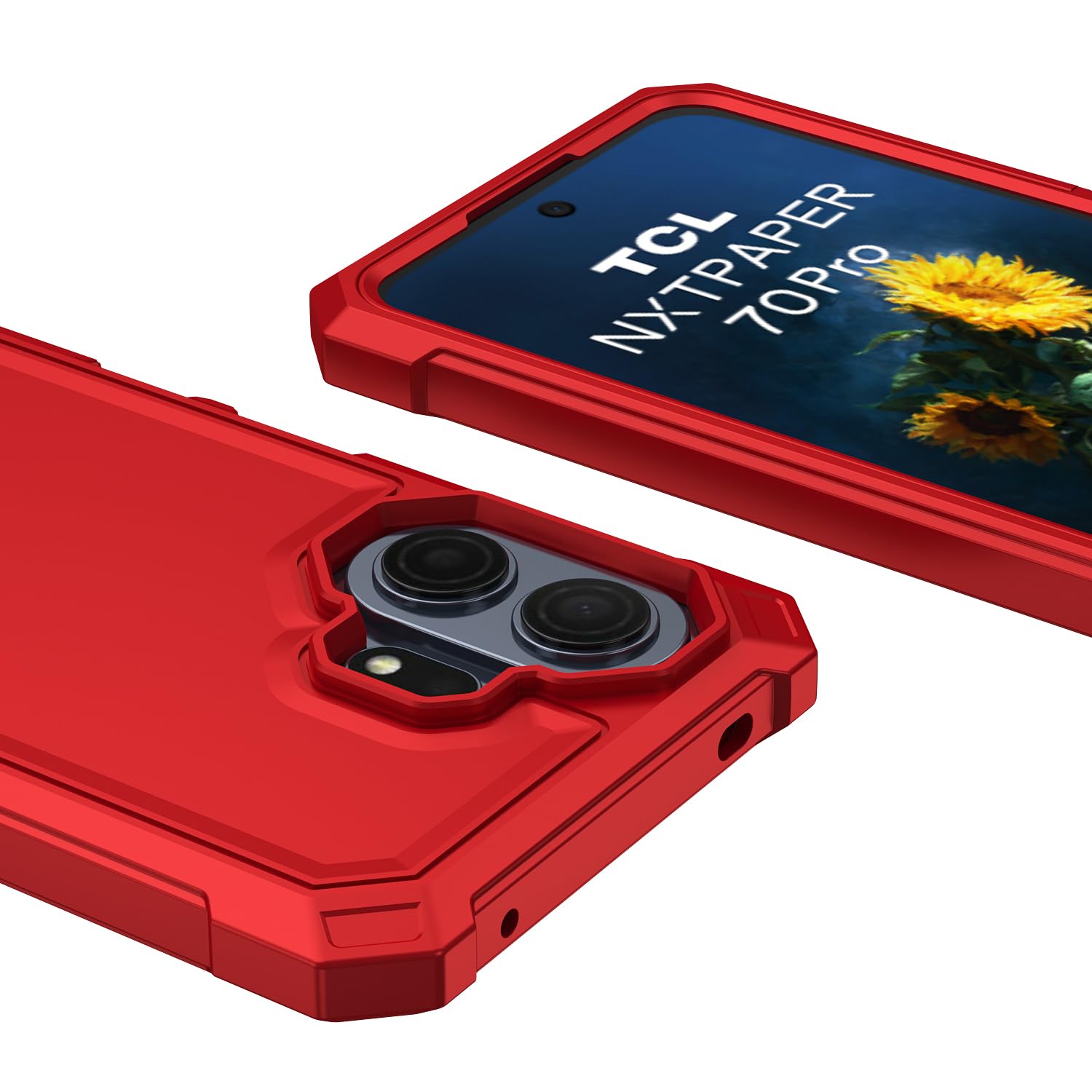 TCL NXTPAPER 70 Pro 5G - Funda para teléfono con protector de pantalla, parachoques frontal de silicona + parte trasera de policarbonato esmerilado, protección de cuerpo completo, funda de