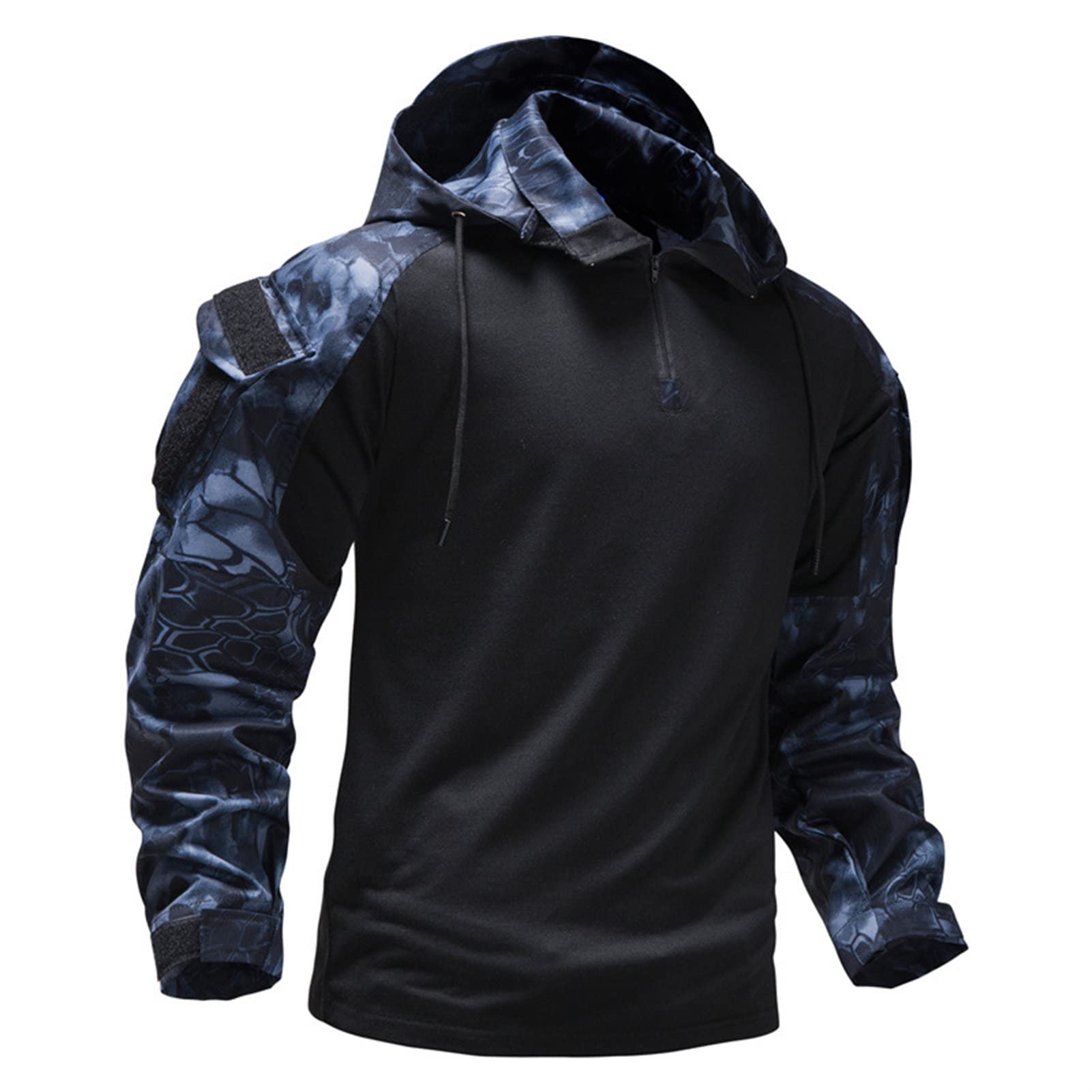Maiyifu-GJ Tactical Shirts for Men Combat Military Long Sleeve Sweatshirt Lightweight 1/4 Zip Outdoor Army Pullover Shirts (Black,Medium)