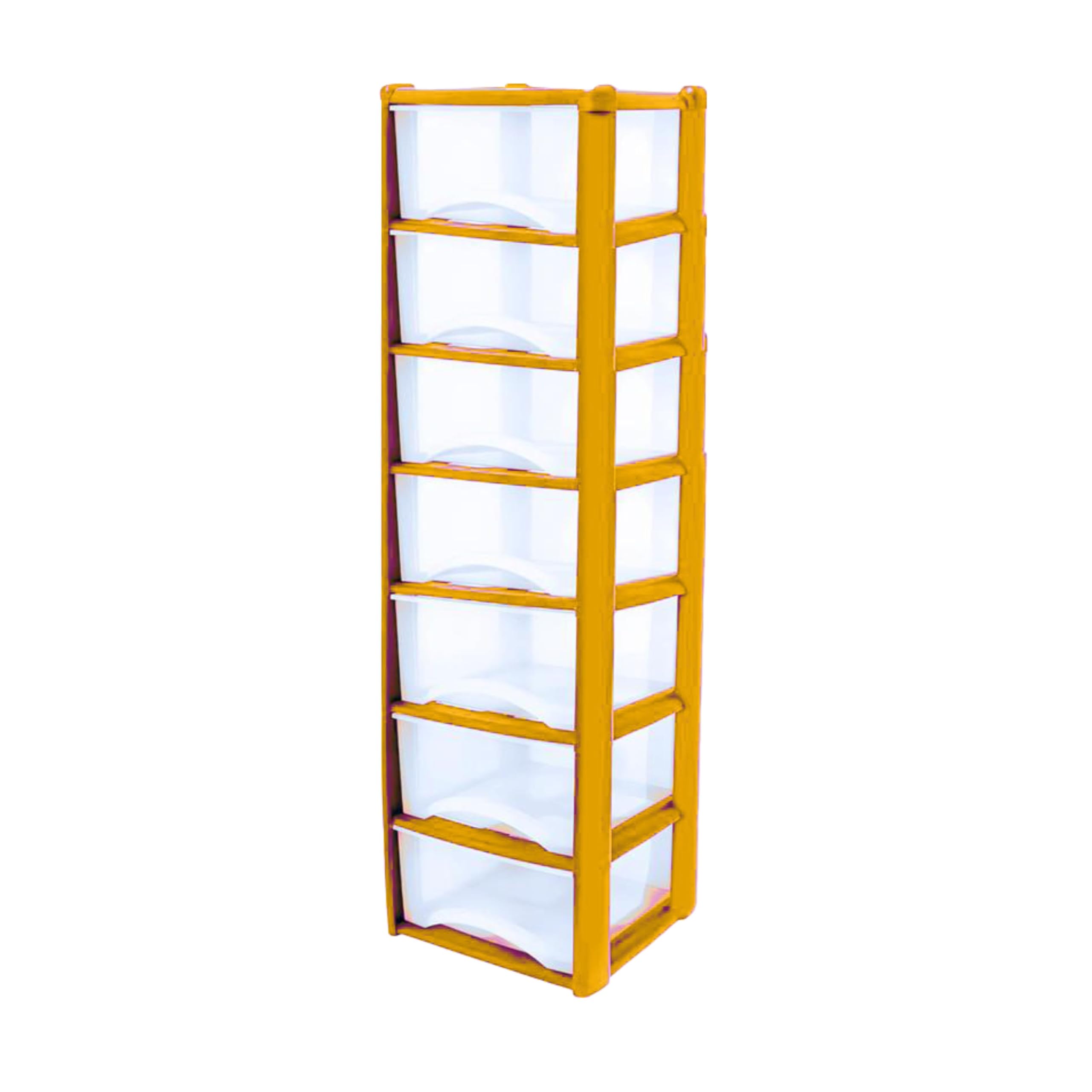 Neat. 7 Plastic Storage Drawers Unit with See-Through Drawers, Compact Vertical Design โ Durable Plastic, Ideal for Organizing Office Crafts, and Household Items, 140cm x L39cm x W39cm -Yellow โ image 1