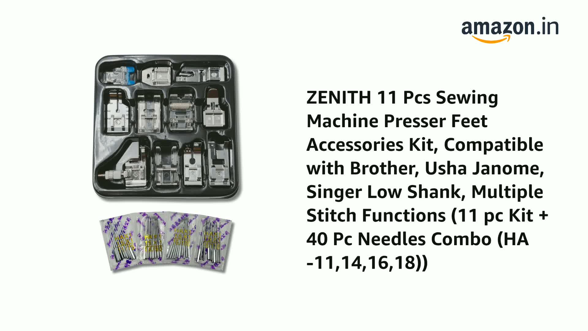 ZENITH 11-Piece Sewing Machine Presser Feet Kit for Brother