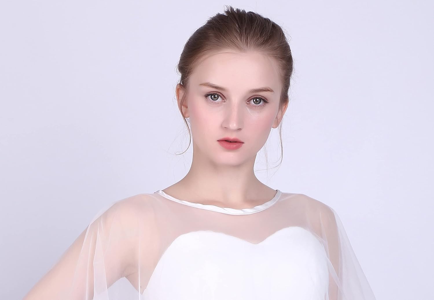 Women Lace Shawl Wrap for Bride with Embroidered Lace Tulle Wedding dress cover up - Image 5