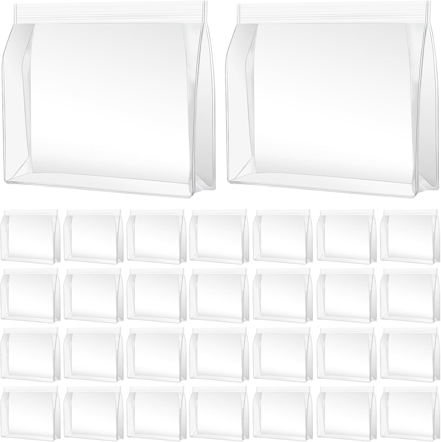 30 Pack Mini Clear Makeup Bag Organizer Cosmetic Zipper Pouch TSA Approved Small Travel Pouches for Toiletries Transparent EVA Reusable Waterproof Plastic Clear Gift Bags Bulk, 8” x 6” x 2”