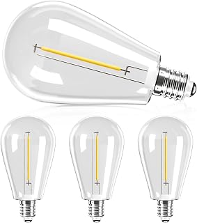 4 Pack S11 Solar Replacement Bulbs, E12 24V Shatterproof Plastic LED Bulbs for Solar Outdoor String Lights