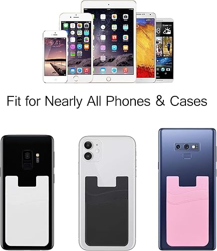 Miniatura 7 de SS Cartera para teléfono, tarjetero para teléfono, bolsillo para pegar para fundas de teléfono, doble bolsillo de silicona adecuado para iPhone,
