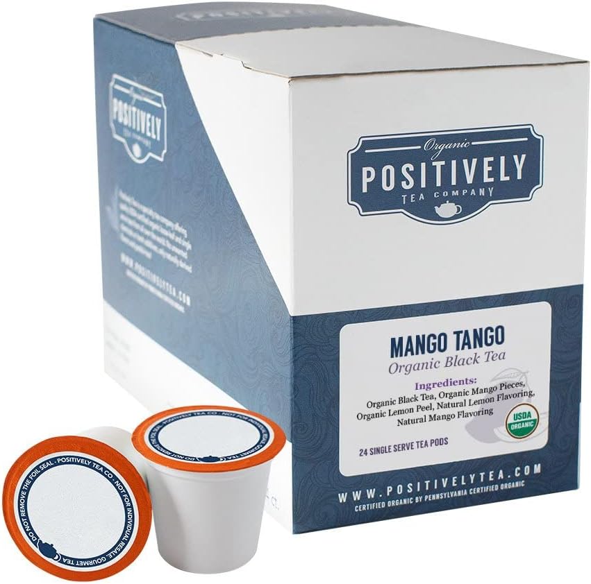 Organic Positively Tea Company, Mango Tango Black Tea, K-Cup Compatible, 24 Pods